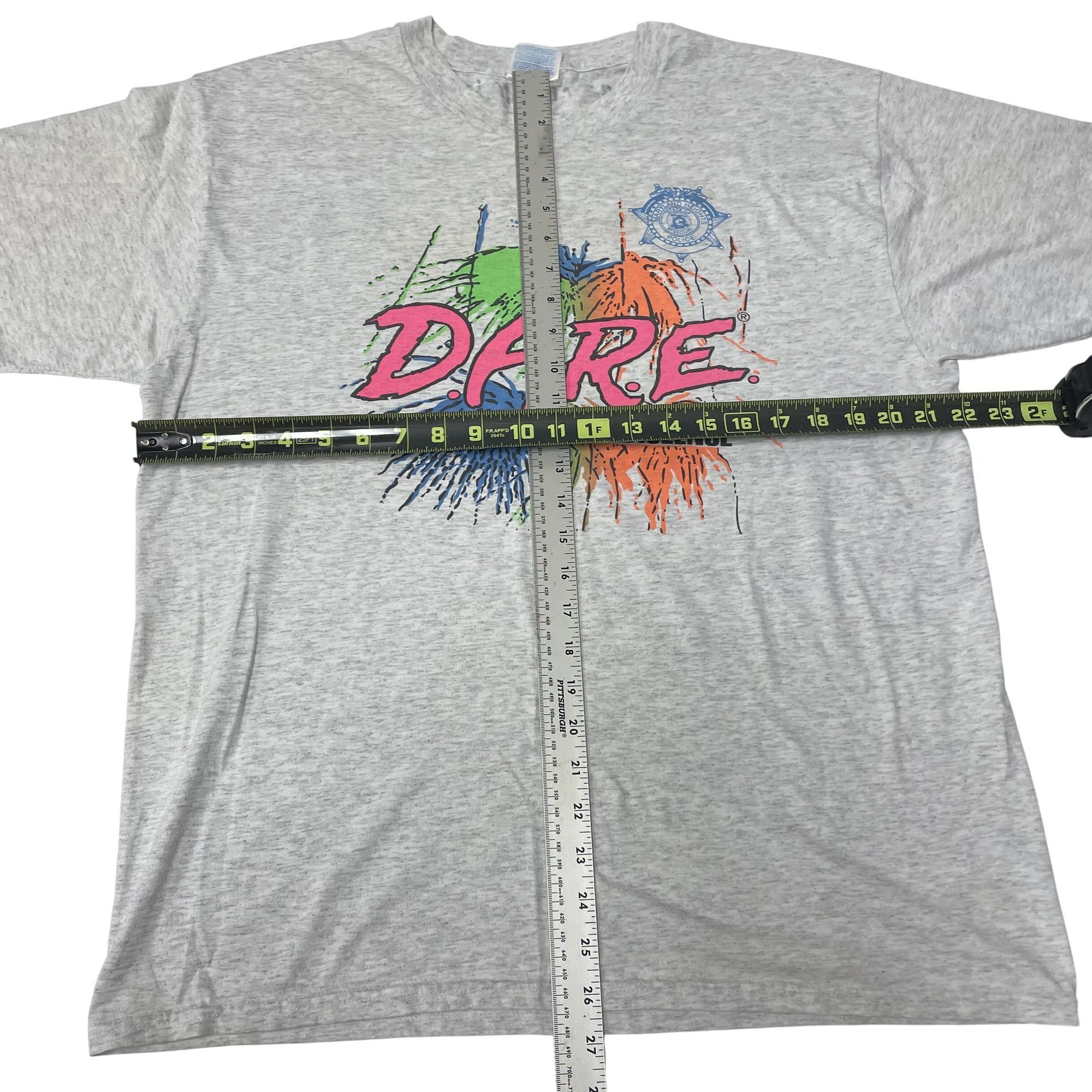 Hanes Vtg HEATHER NEON DARE to Resist DRUGS & VIOLENCE T Shirt Size US L / EU 52-54 / 3 - 10 Thumbnail