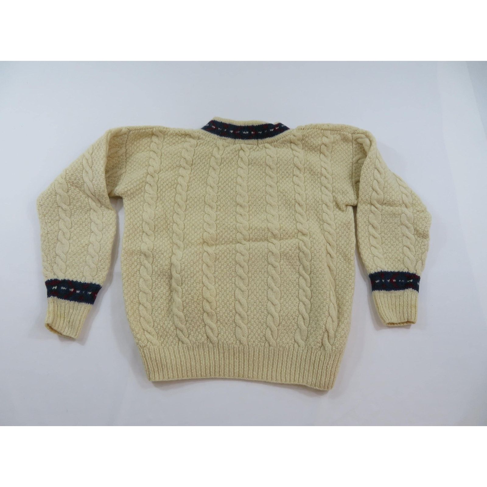 Embassy Row Embassy Row Cricket Sweater V-Neck Cable-Knit Beige M 1990s Size US M / EU 48-50 / 2 - 2 Thumbnail