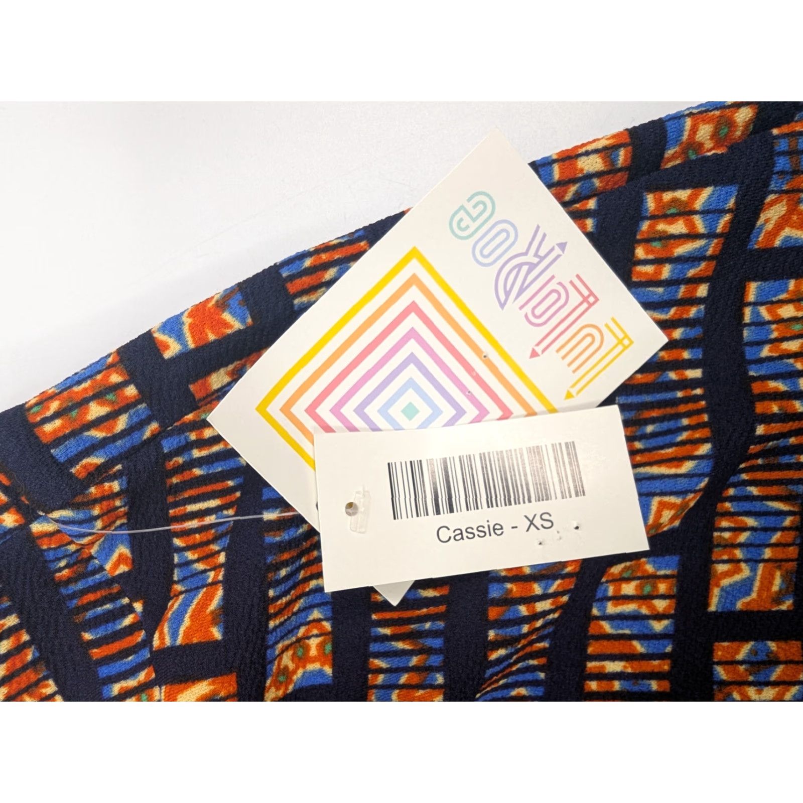 Vintage NWT LuLaRoe Cassie Pull-On Midi Skirt XS Orange Geometric Print Rectangle Aztec Size 26" / US 2 / IT 38 - 6 Thumbnail