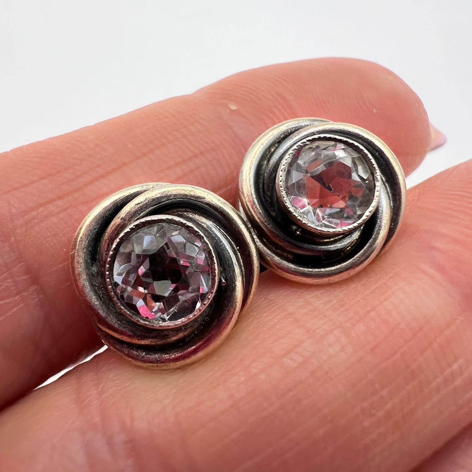 Vintage Vintage 875 Silver Soviet Cufflinks Rock Crystal Spiral Men Size ONE SIZE - 2 Thumbnail