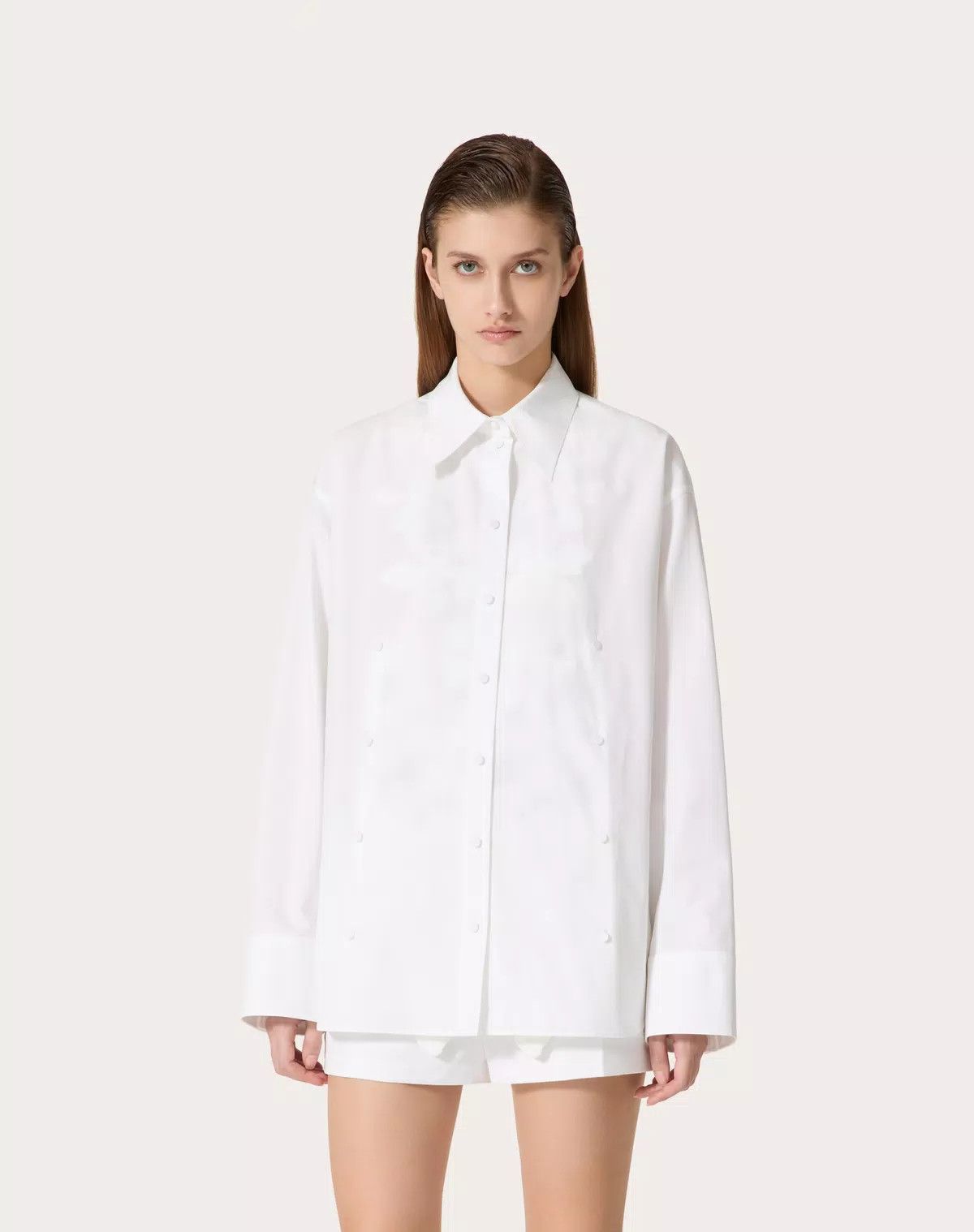 Valentino o1s1wg110625 Embroidered Shirt in White Size S / US 4 / IT 40 - 4 Thumbnail