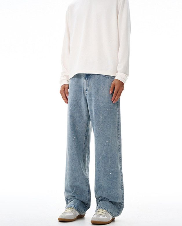 Japanese Brand Men's splatter-painted American high street baggy jeans Size US 32 / EU 48 - 2 Thumbnail