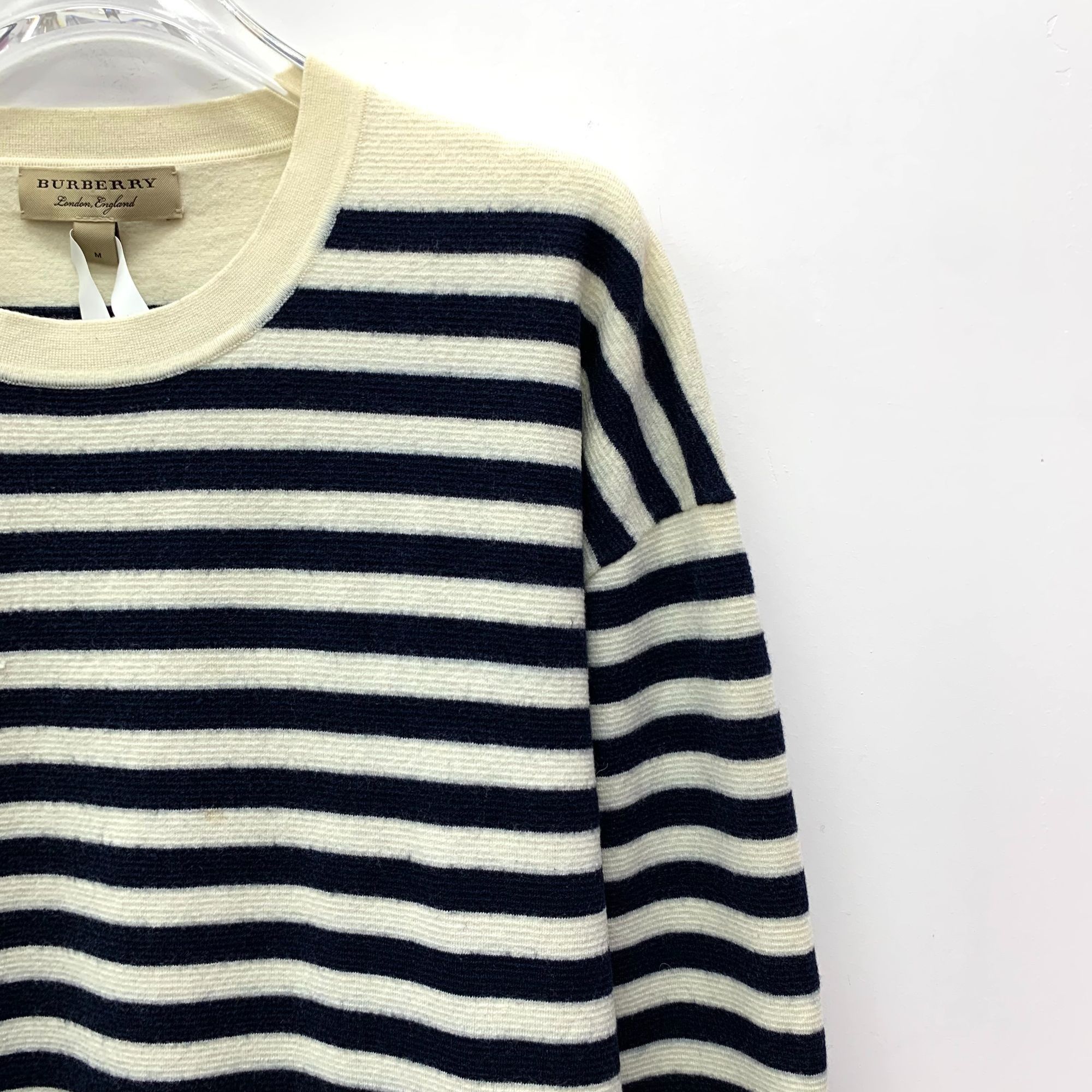 Burberry BURBERRY LONDON Striped Merino Wool & Silk Blend Long Sleeve Size M / US 6-8 / IT 42-44 - 7 Thumbnail