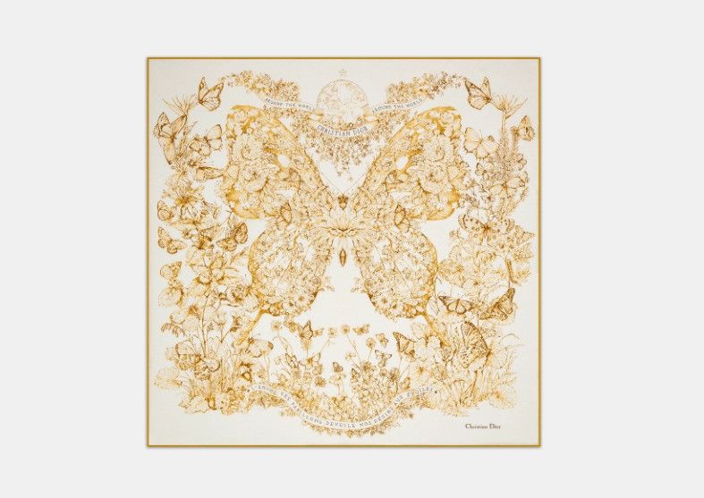 Dior o1w1db10425 34GLO7 Size: OS / Square Scarf in Gold & White Size ONE SIZE - 2 Thumbnail