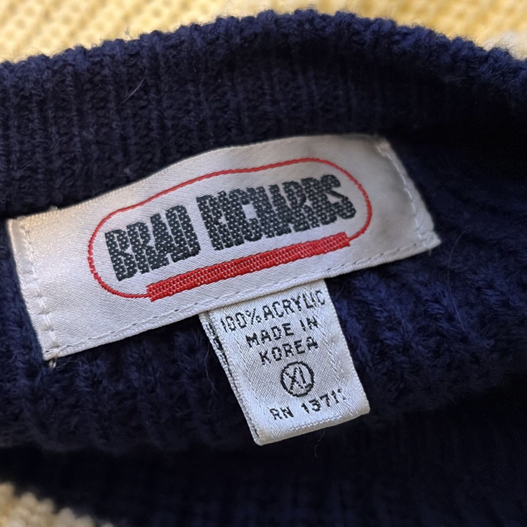 Vintage VINTAGE Richards Sweater Shirt XL Navy White Stripe Pullover Chunky-Knit Acrylic Women Size XL / US 12-14 / IT 48-50 - 5 Thumbnail