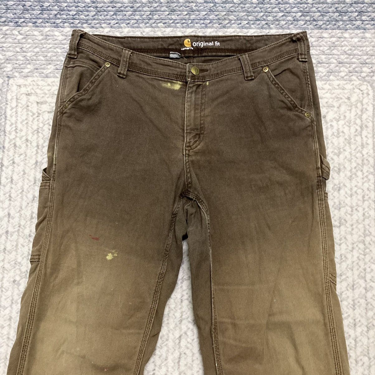 Carhartt × Carhartt Wip × Vintage Sunfaded Carhartt Brown Carpenter Pants with Some Paint Size US 32 / EU 48 - 2 Thumbnail