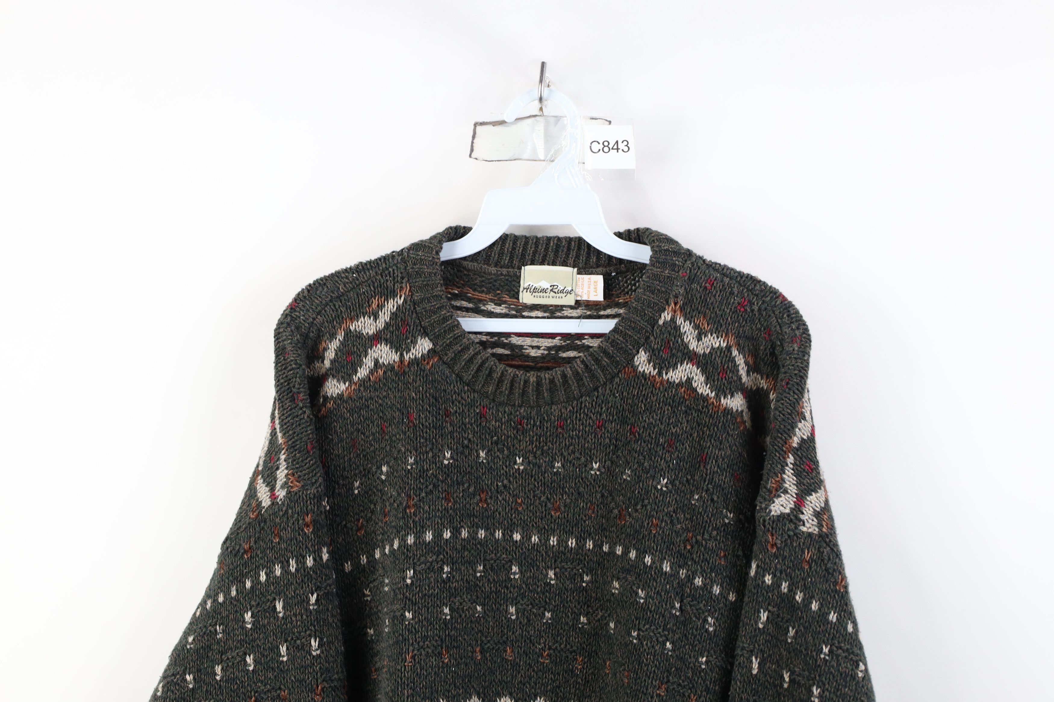 Vintage Vintage 90s Streetwear Fair Isle Knit Crewneck Sweater USA Size L / US 10 / IT 46 - 2 Thumbnail