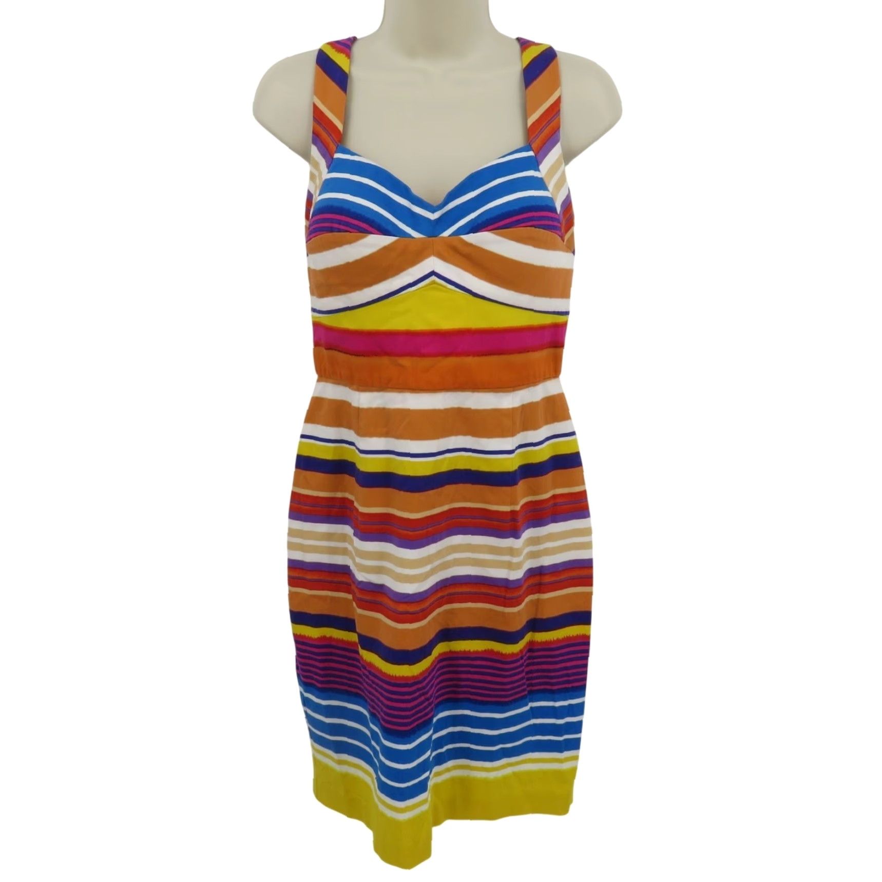 Calvin Klein Calvin Klein Women 10 Multicolor Stripe Sweetheart Sheath Dress Cross Straps Size L / US 10 / IT 46 - 2 Thumbnail