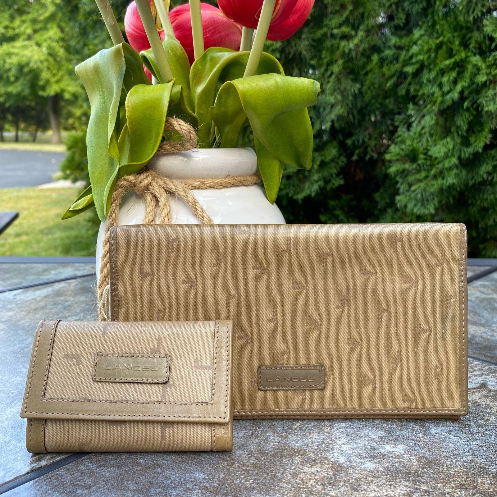 Lancel Lancel Vintage Tan Leather Wallet & Key Holder Set Size ONE SIZE - 1 Thumbnail