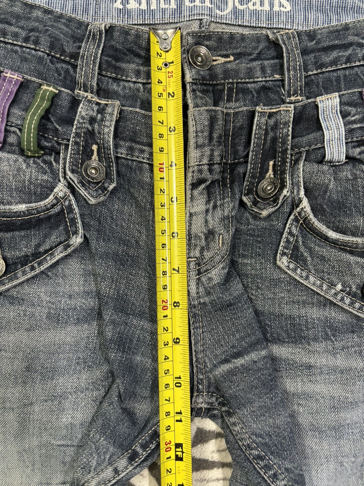 14th Addiction Japanese Brand Double Waist Cracked Wash Loose Ripped Jeans Size US 33 - 19 Thumbnail