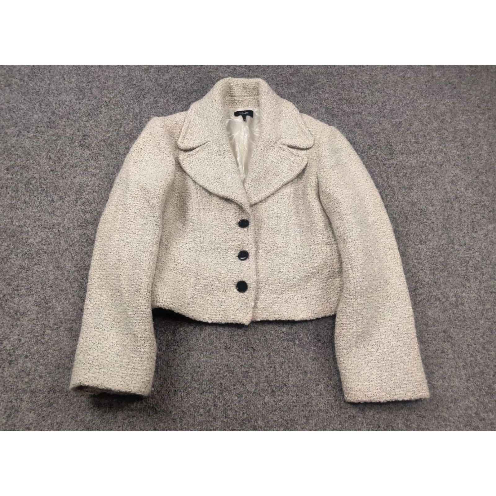 ME+EM Me+Em Meanden Design Italian Tweed Slim Crop Blazer Button Jacket White Wool Blend XL Womens Size XL / US 12-14 / IT 48-50 - 5 Thumbnail