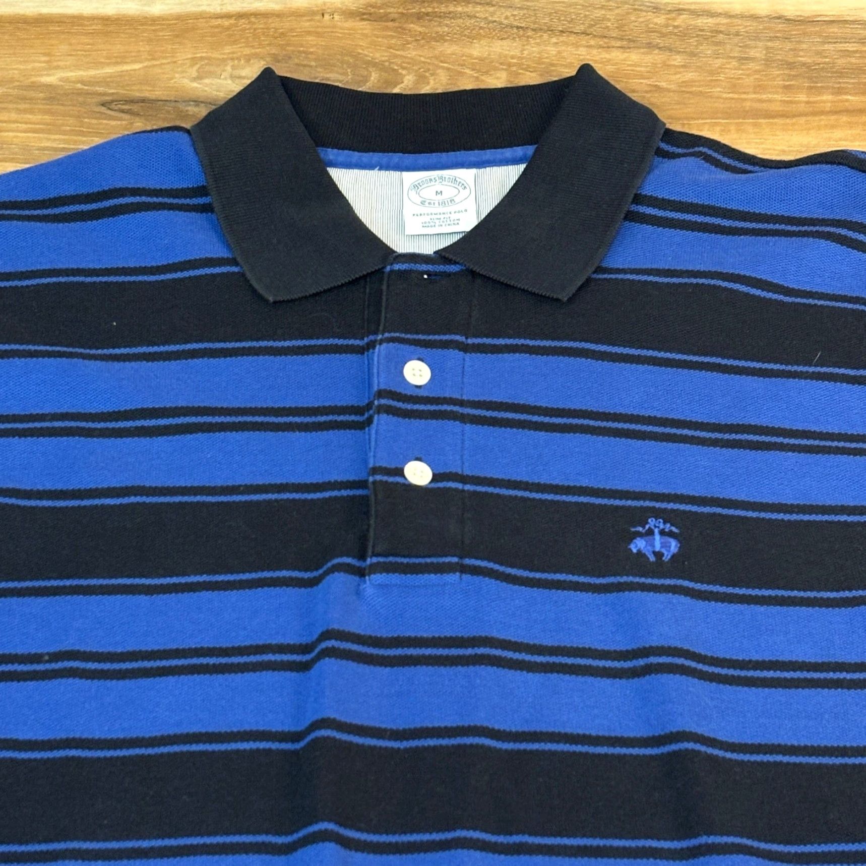 Brooks Brothers Brooks Brothers Polo Shirt Mens M Long Sleeve Slim Blue Black Stripe Performance Polo Casual Workwear Golf Tennis Walking Size US M / EU 48-50 / 2 - 2 Thumbnail