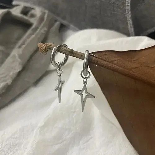 High Sport × Other × Sterling Silver 925 Silver Plated Cross Star Drop Earrings for Men Women Size ONE SIZE - 3 Thumbnail