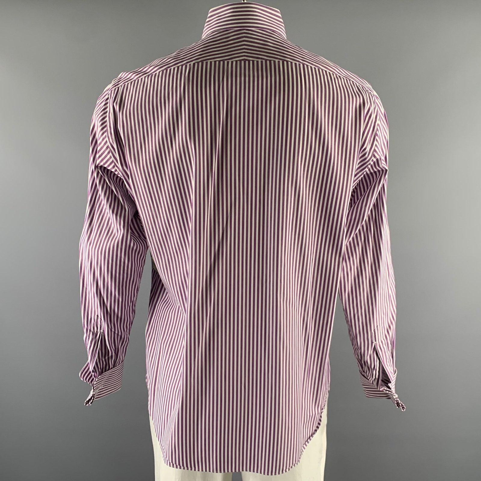 Other TRUZZI XL White Purple Stripe French Cuff Long Sleeve Shirt Size US XL / EU 56 / 4 - 4 Thumbnail