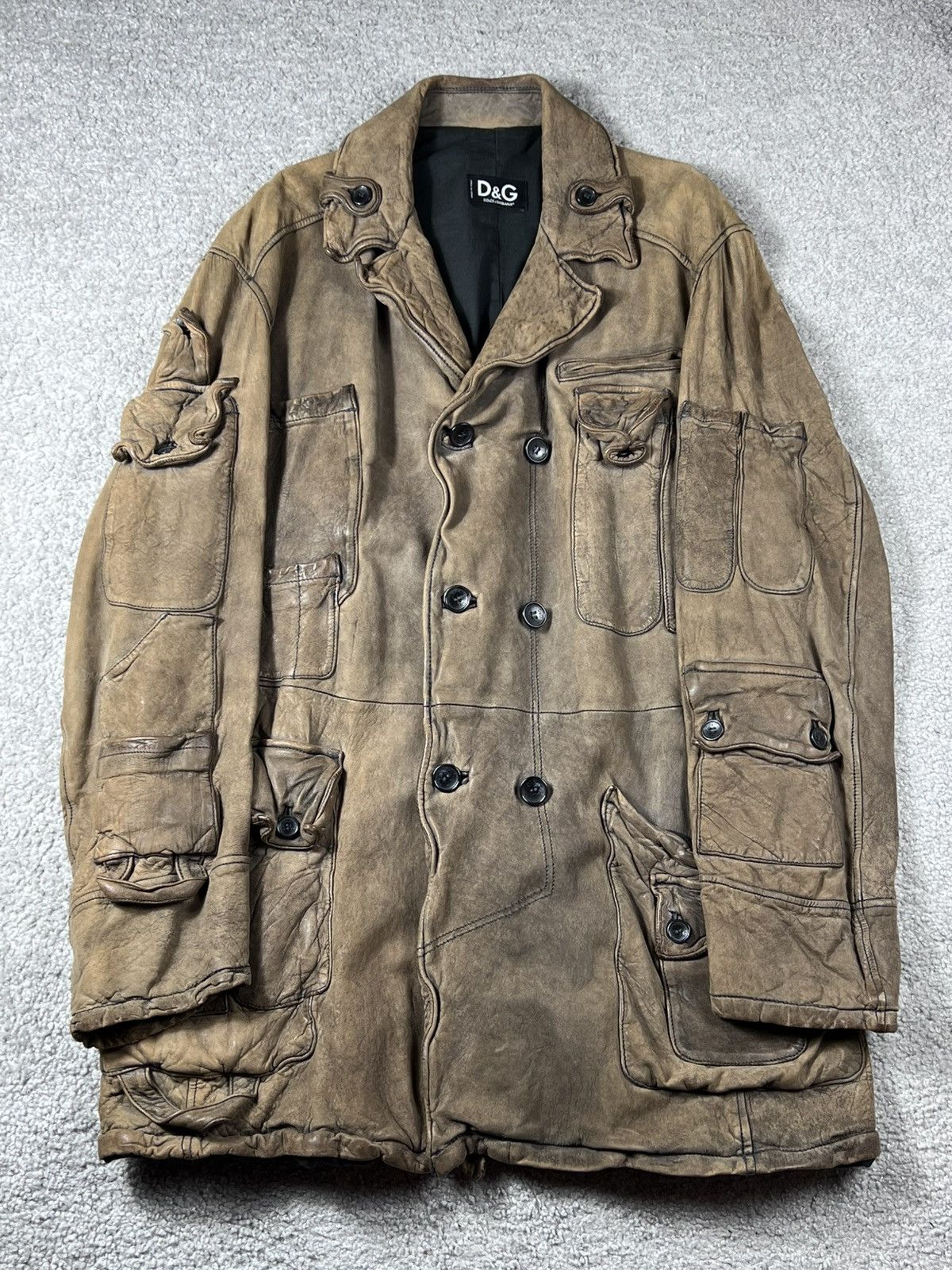 Dolce & Gabbana Dolce & Gabbana Cargo Leather Brown Coat Multipocket Size M Size US M / EU 48-50 / 2 - 1 Thumbnail