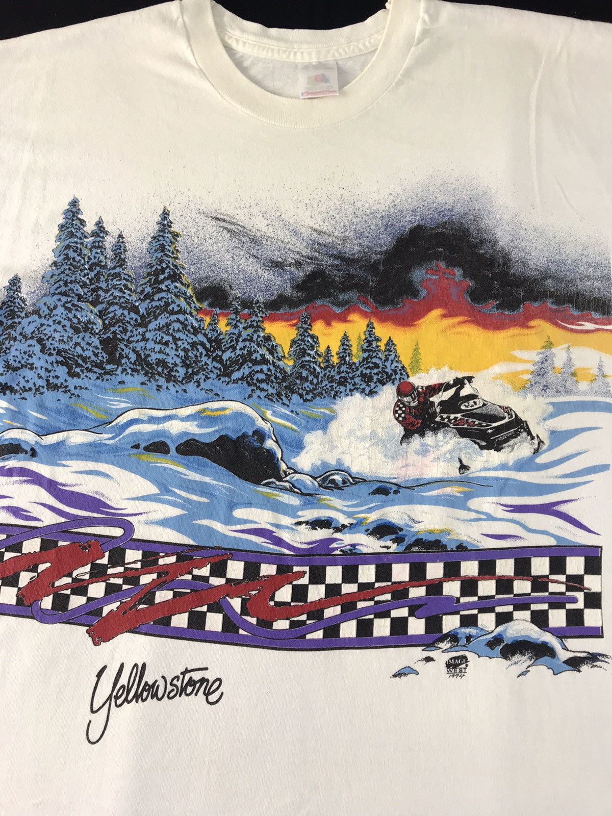 Vintage 90s Yellowstone National Park Graphic Screen Printed Tee Size US XL / EU 56 / 4 - 4 Thumbnail