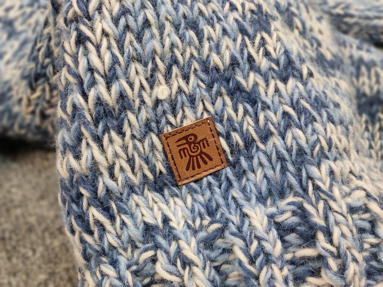 Designer Pachamama Design Handmade Knit Wool Blue Pullover Sweater Size US L / EU 52-54 / 3 - 15 Thumbnail
