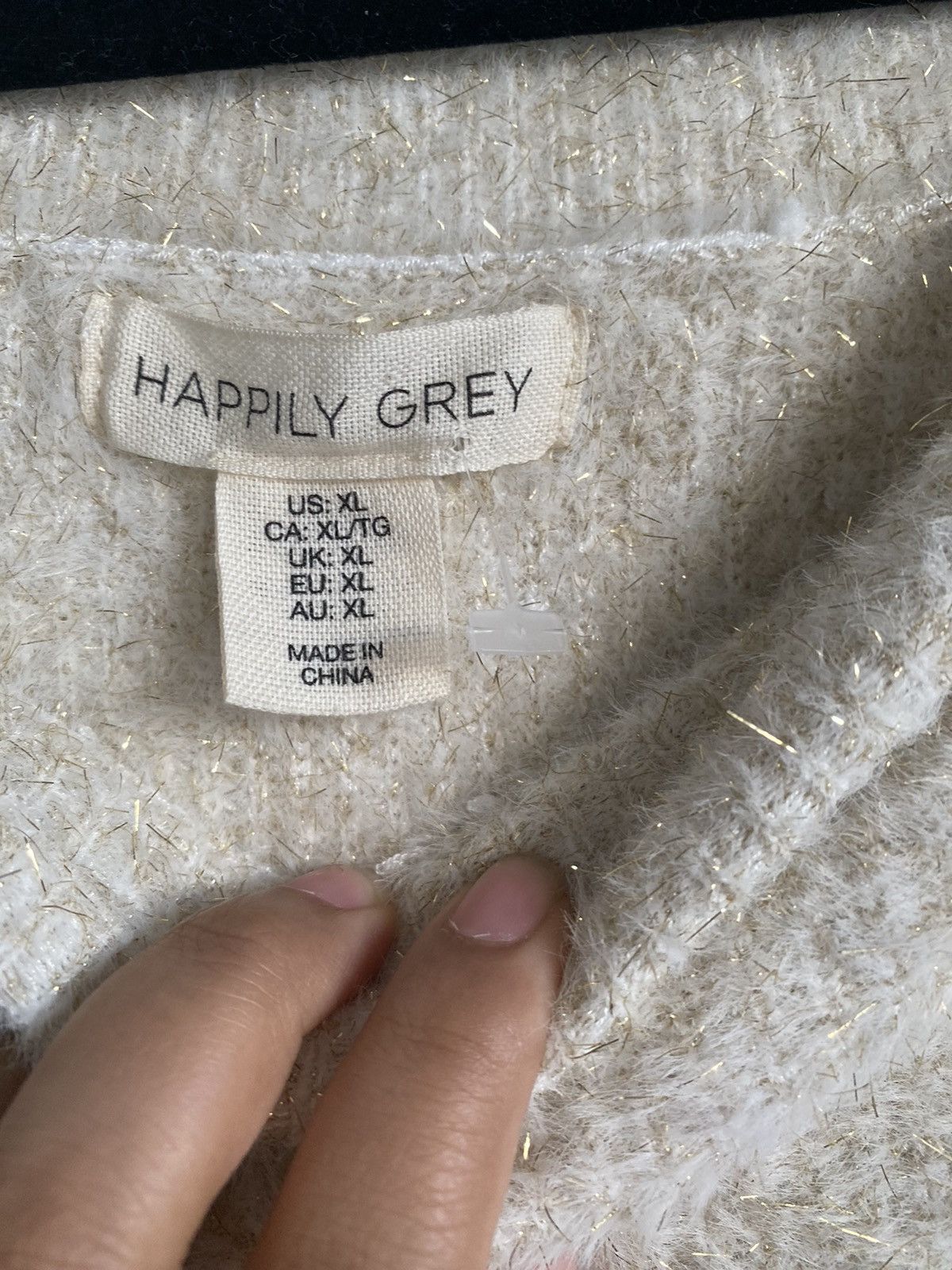 Other HAPPILY GREY Cream Gold Sparkle Knit Boho Sweater XL Size XL / US 12-14 / IT 48-50 - 5 Thumbnail