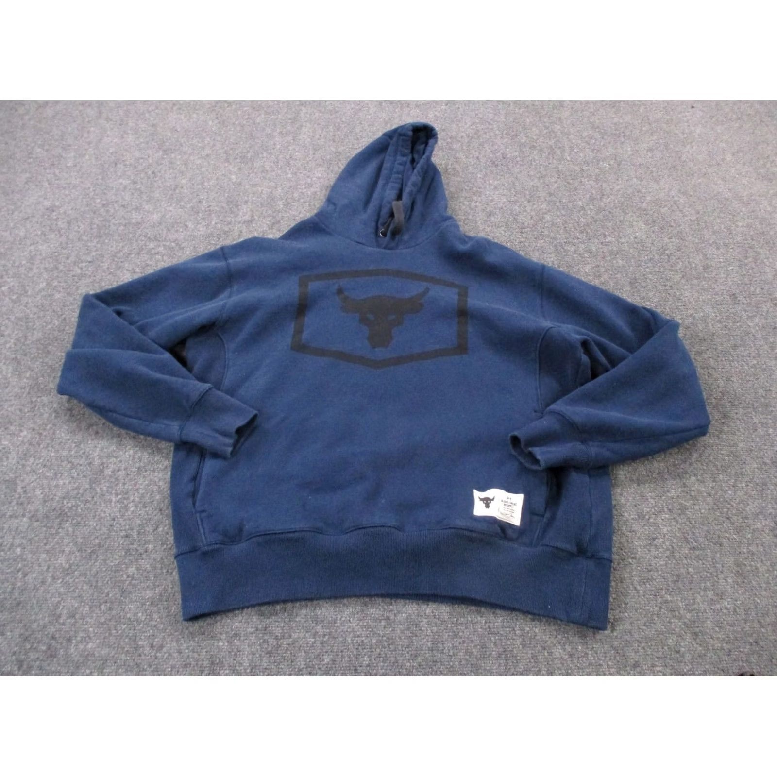 Under Armour Under Armour Project Rock Hoodie Mens XL Blue Dwayne Johnson Rock Logo Hooded Pullover Pocket Size US XL / EU 56 / 4 - 2 Thumbnail