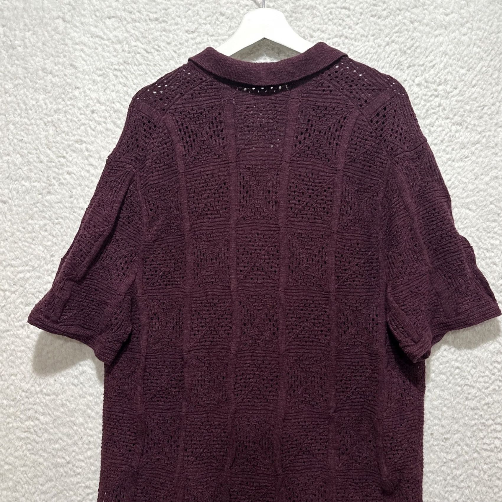 Abercrombie & Fitch Abercrombie & Fitch Men Polo Short Sleeve XL Crochet Knit Button-Down Shirt Size US XL / EU 56 / 4 - 6 Thumbnail