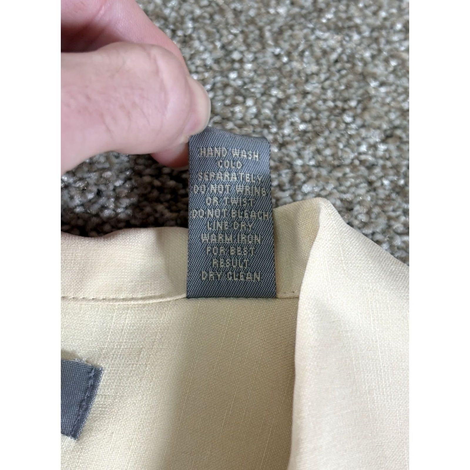 Vintage Kate Hill Silk Linen Top Blouse Long Sleeve Beige M Women Classic Knit Vintage Button Collared Pockets All Seasons Casual Business Size M / US 6-8 / IT 42-44 - 6 Thumbnail