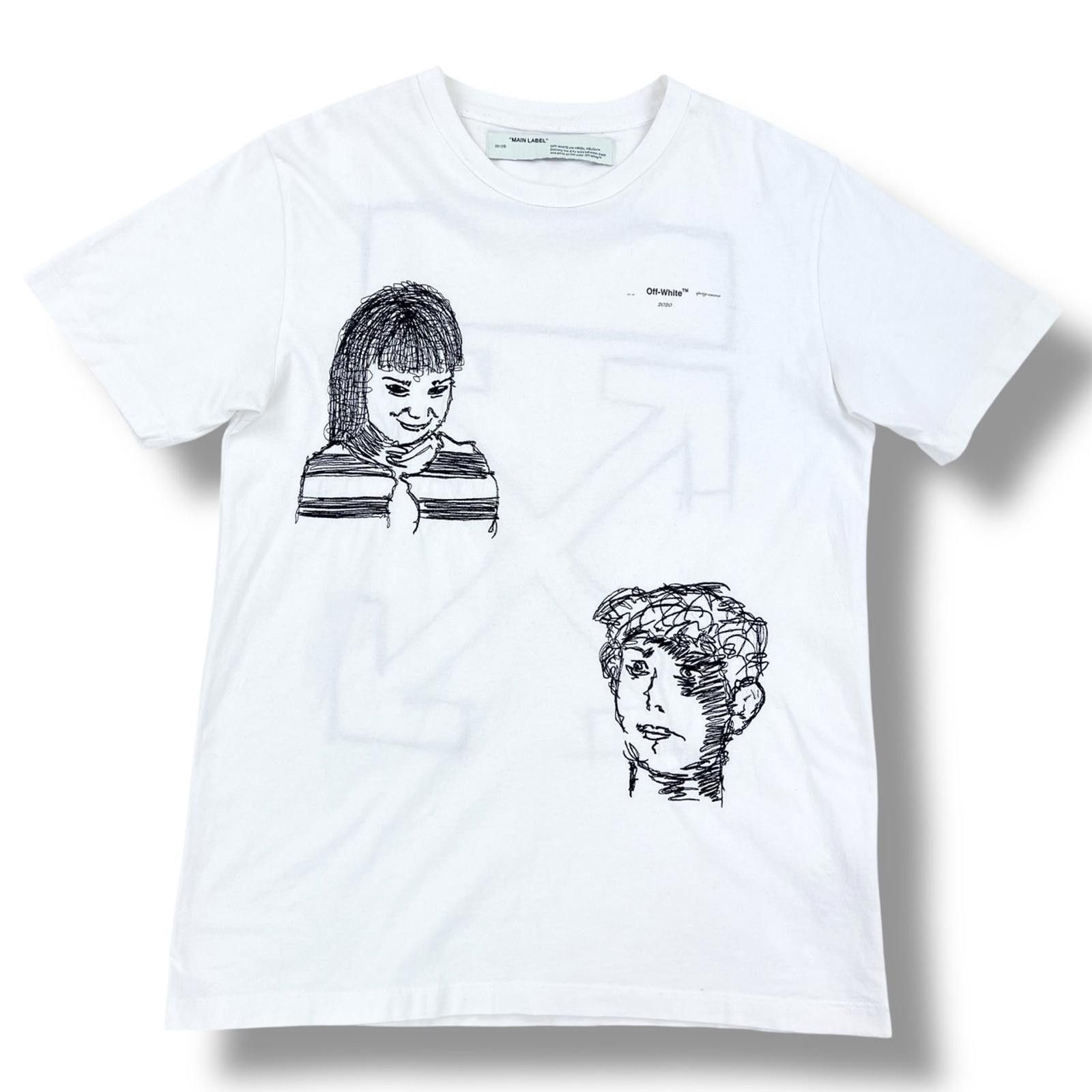 Off-White Off-White Faces Embroidered White T Shirt Size US L / EU 52-54 / 3 - 3 Thumbnail