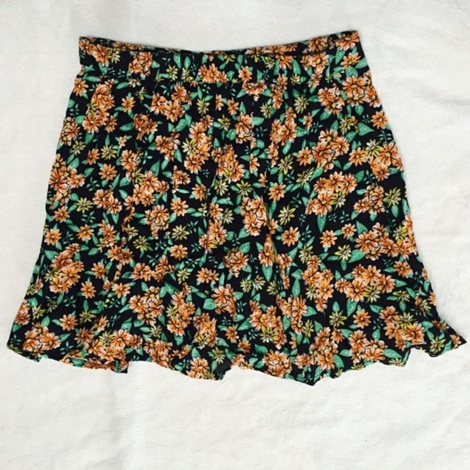 Other LA Hearts Orange and Black Floral Buttoned Skirt | Sz S Size 27" / US 4 / IT 40 - 5 Thumbnail