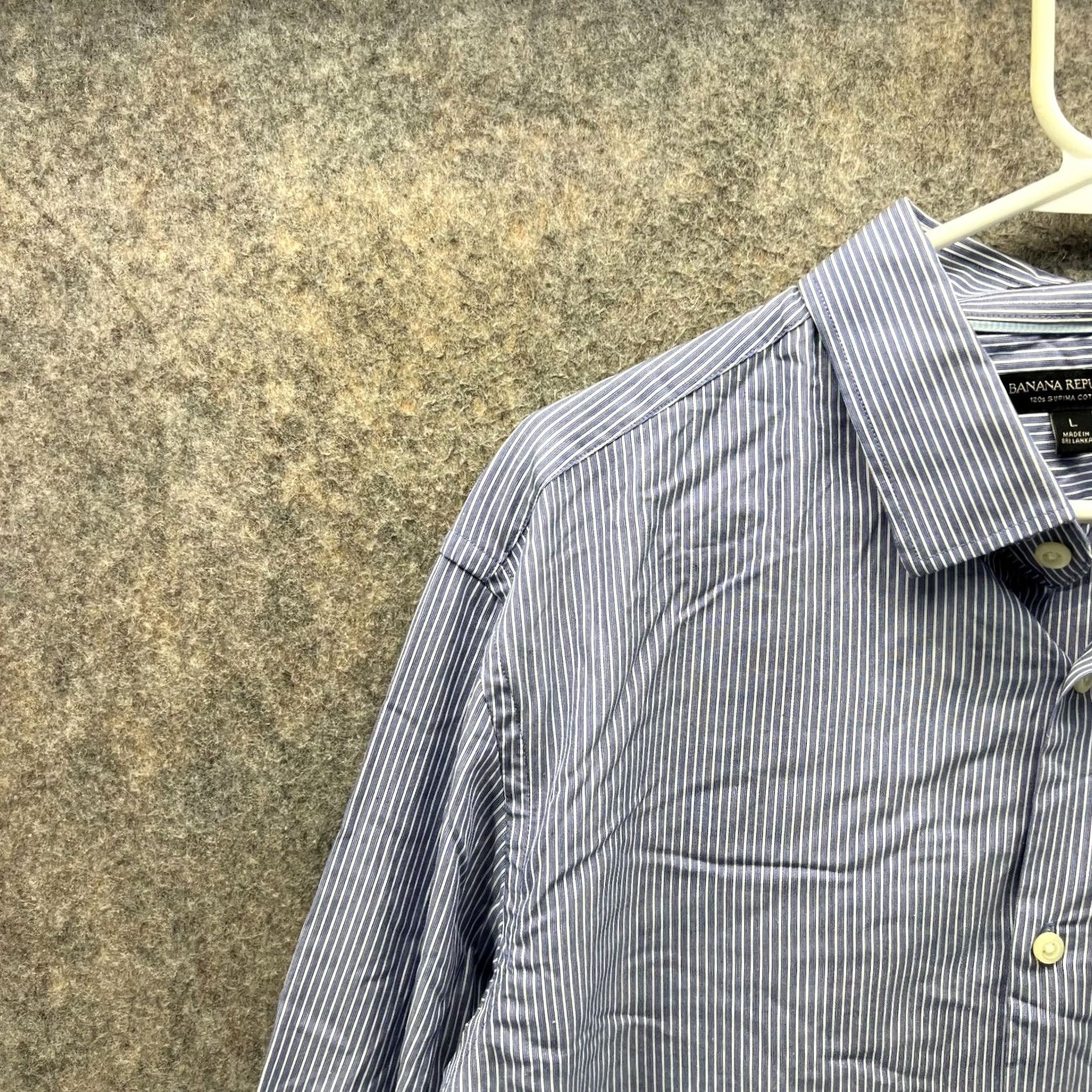 Banana Republic Banana Republic Shirt Men Large Blue Striped Casual Button Down Supima Cotton Size US L / EU 52-54 / 3 - 2 Thumbnail