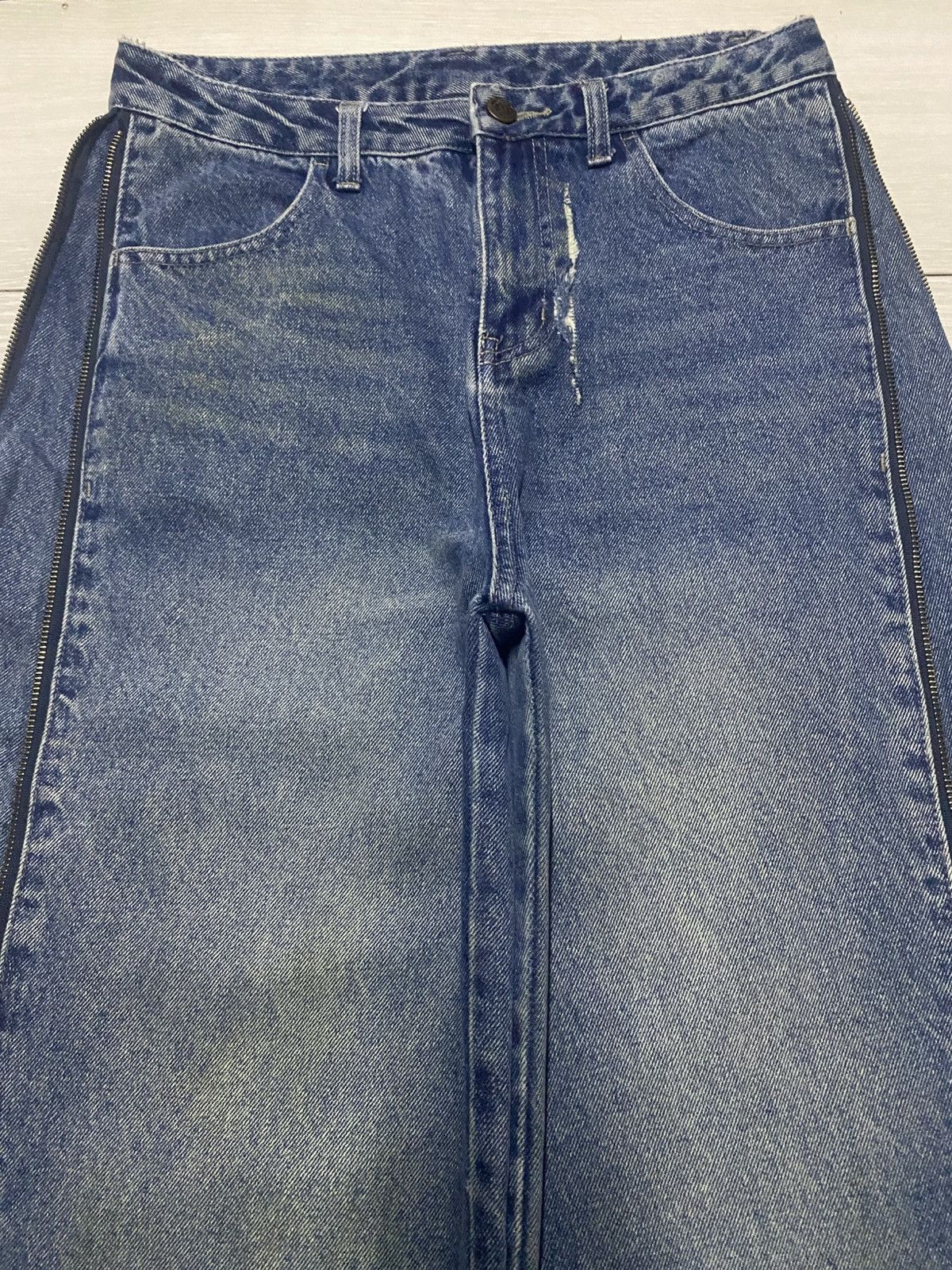 Japanese Brand Hotter Than Hell Wide Leg Zip Panel Jeans Super Statement Size US 30 / EU 46 - 5 Thumbnail