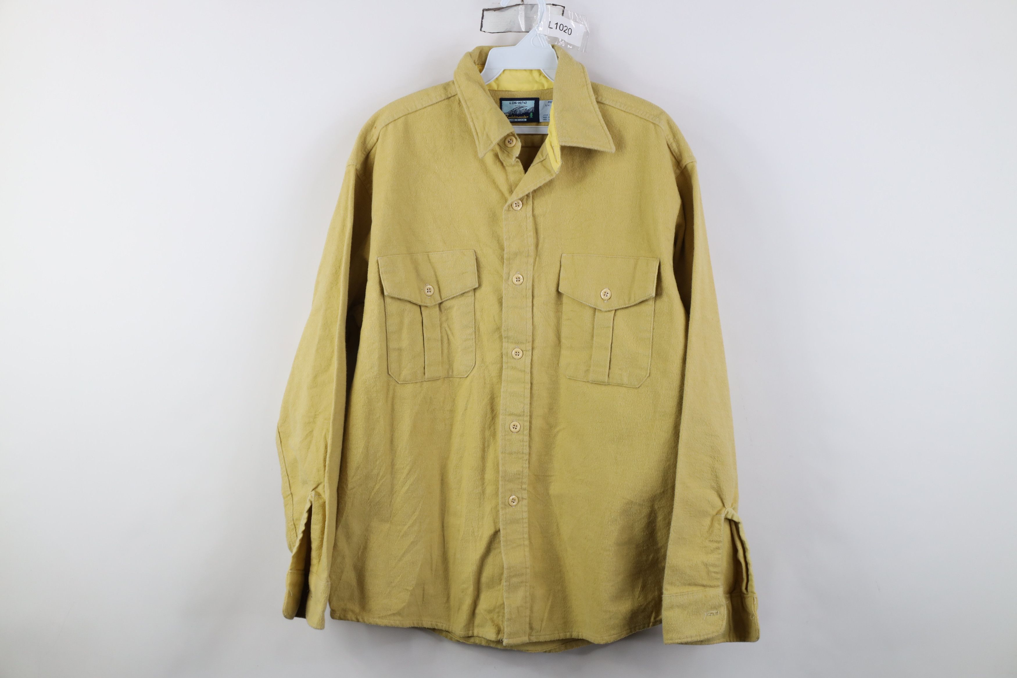 Vintage Vintage 70s Streetwear Chamois Cloth Button Shirt Yellow USA Size US L / EU 52-54 / 3 - 1 Thumbnail