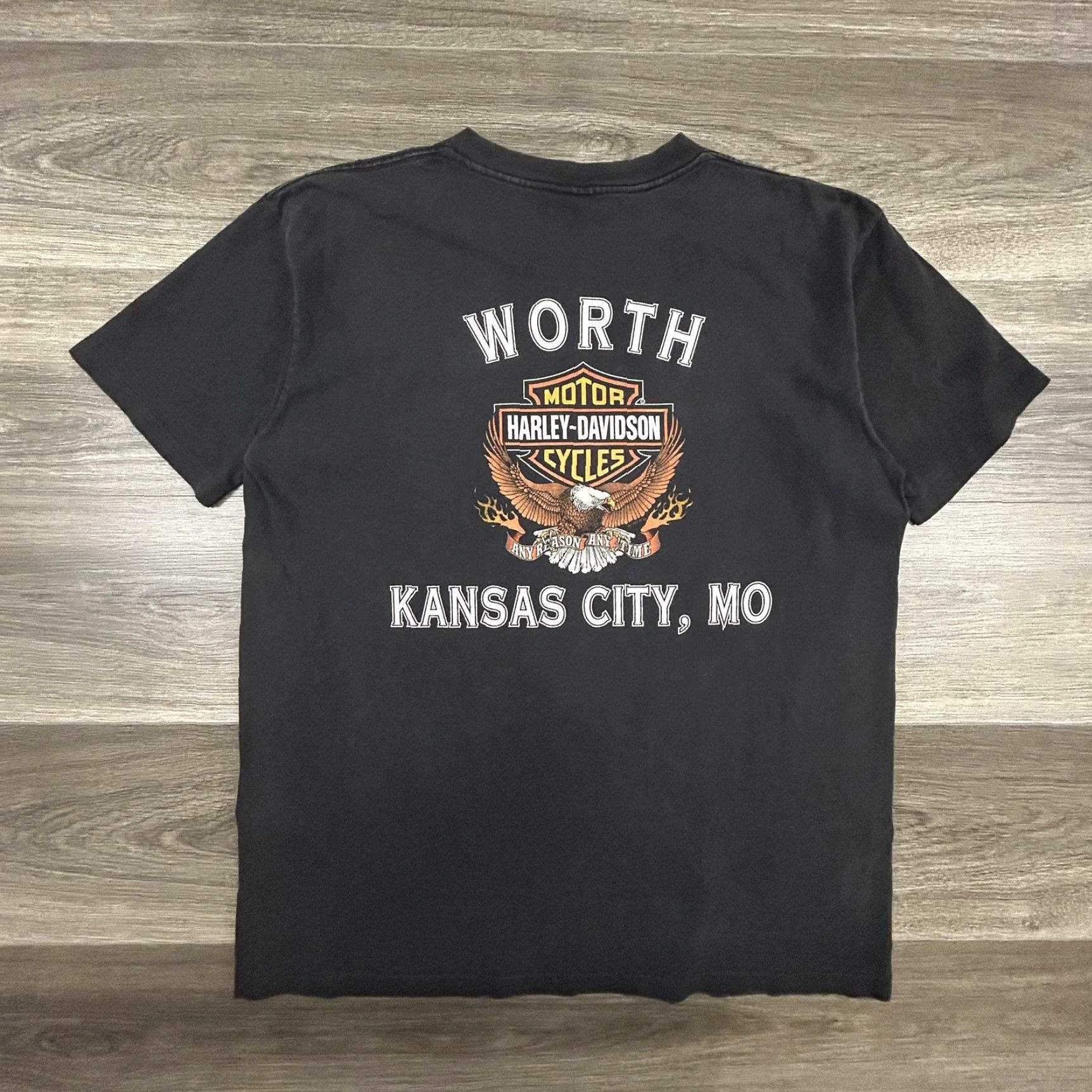 Harley Davidson VINTAGE Harley-Davidson Shirt Mens L Black Wolf V Engine 90s USA T-Shirt Graphic Print Front Back Size US L / EU 52-54 / 3 - 2 Thumbnail