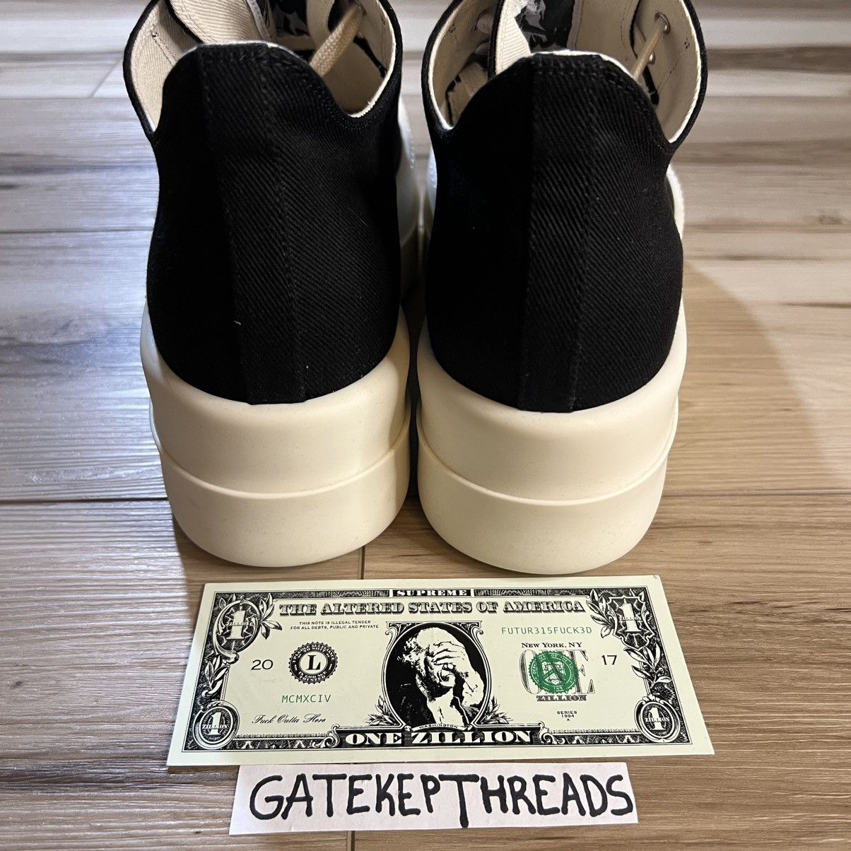 Rick Owens Drkshdw Rick Owens DRKSHDW Double Bumper Ramones Low Canvas Sneaker Size US 12 / EU 45 - 9 Thumbnail