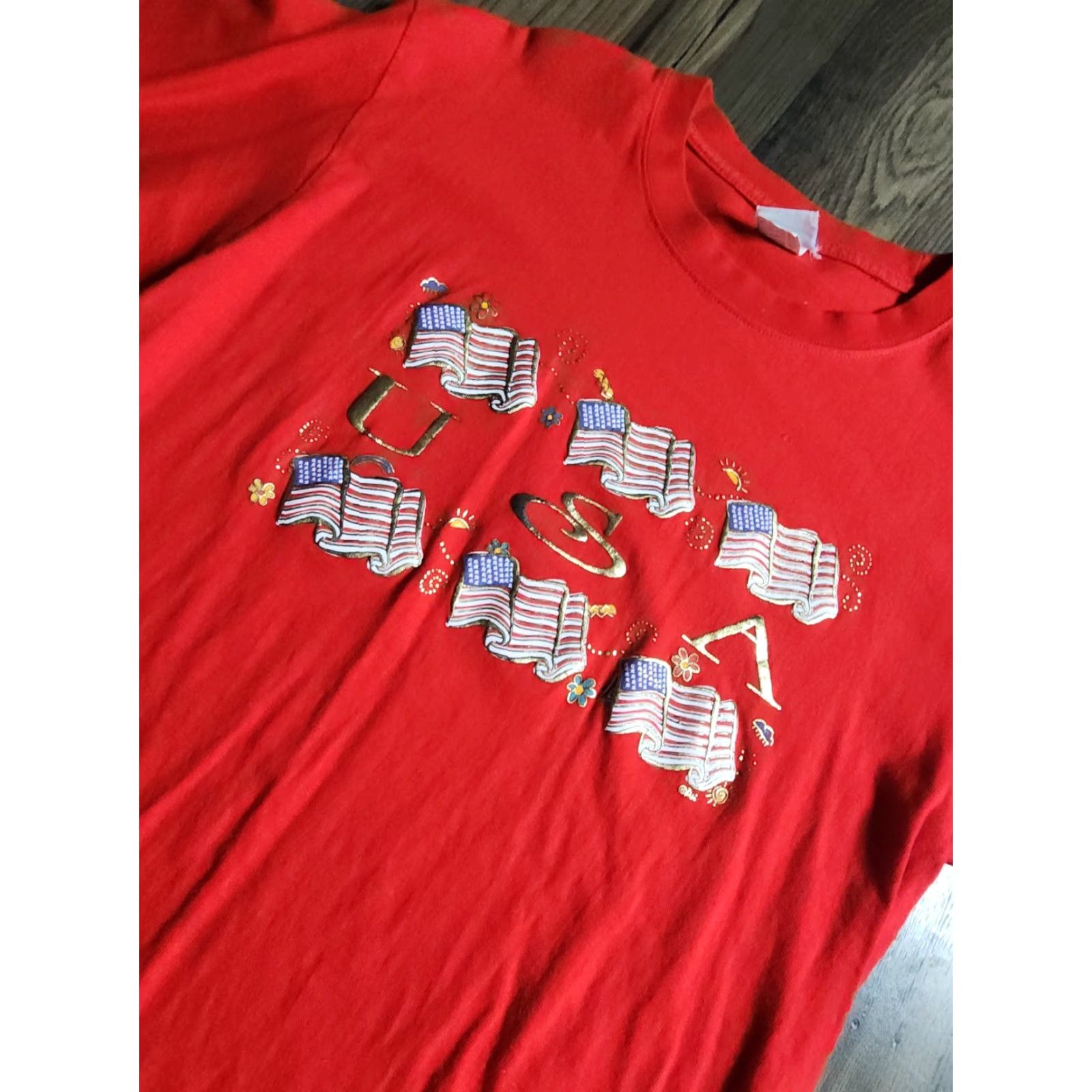 Vintage VINTAGE PSI International T-Shirt Unisex Adults Short Sleeve Crew Neck Red 90s USA 4th of July American Grandpa Grandma Bear Puff Print Size US L / EU 52-54 / 3 - 2 Thumbnail