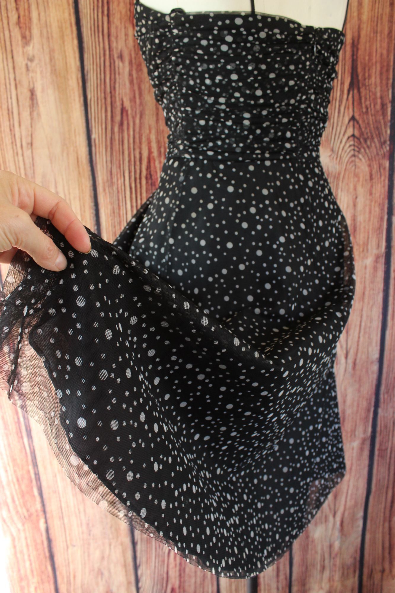 Other Jessica Howard Dress, Black with Gray Polkadots, Size 8, Fit Size M / US 6-8 / IT 42-44 - 12 Thumbnail
