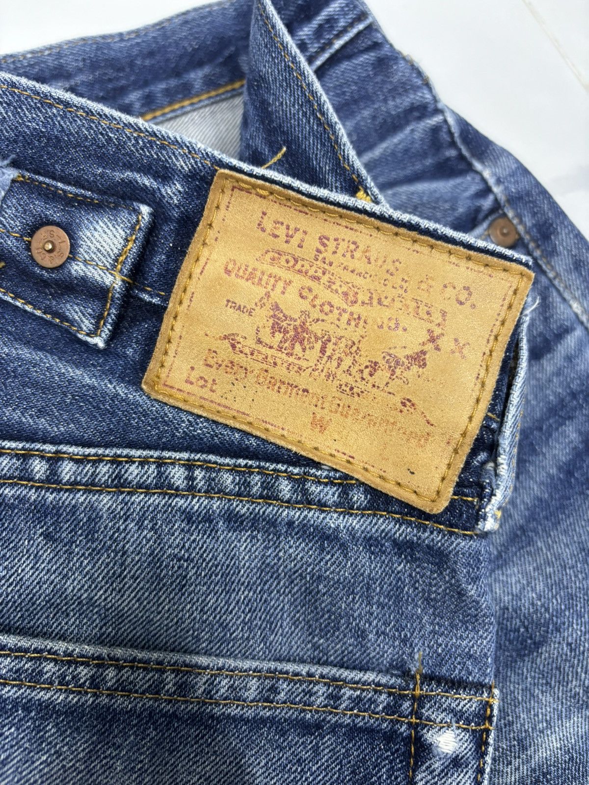 Kapital 🔥VINTAGE LEVIS 201 BIG E SELVEDGE DENIM JEANS RIP BUCKLE Size US 28 / EU 44 - 11 Thumbnail