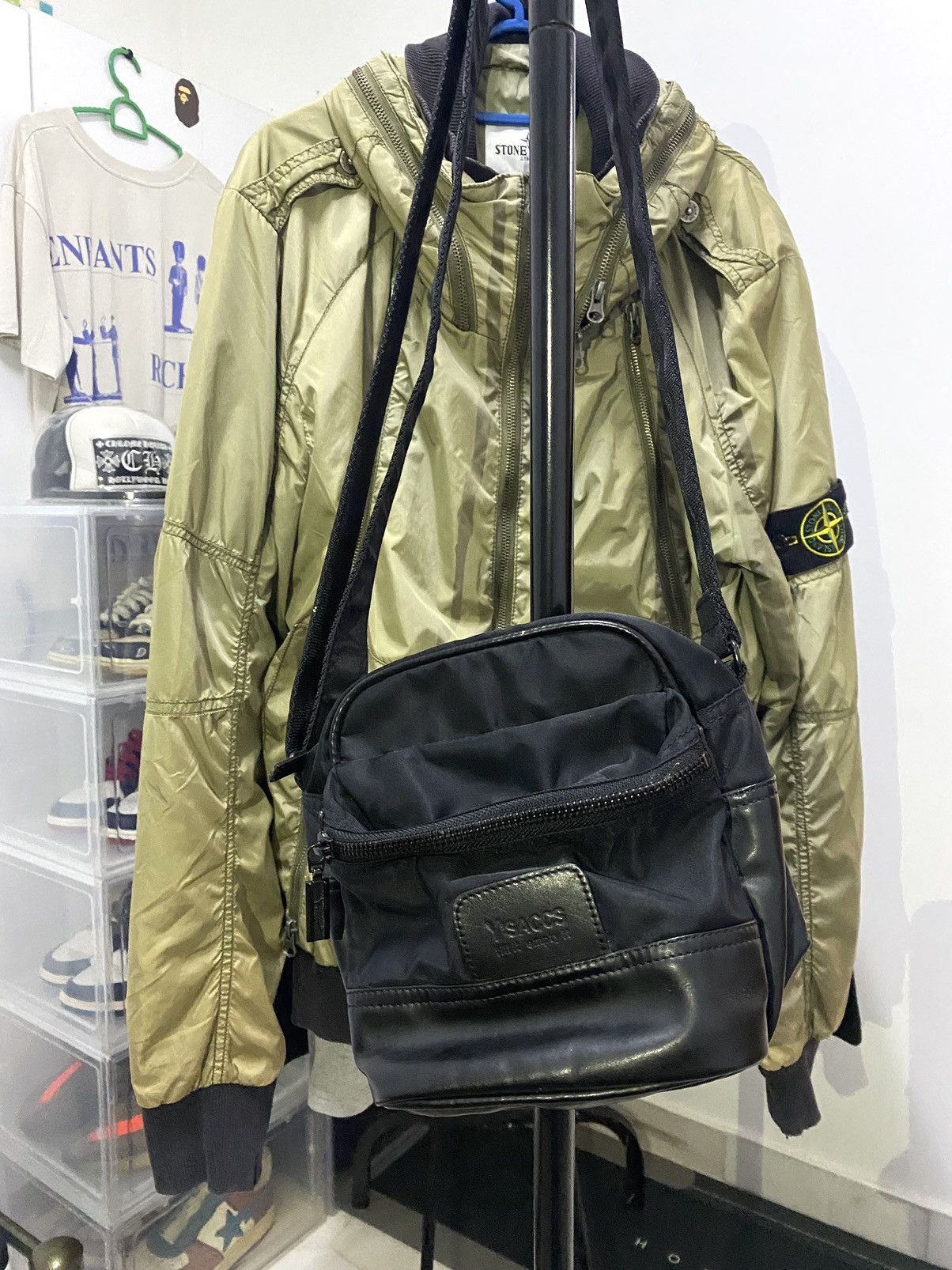 Y'saccs By Yohji Yamamoto Multipocket Sling Bag in Black, Men's