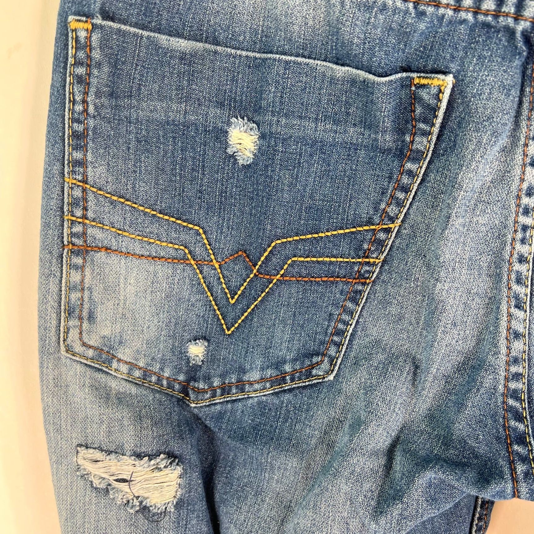 Denime Black Slim Fit Distressed Blue Denim Jeans Size 32X34 for Men Size US 32 / EU 48 - 7 Thumbnail