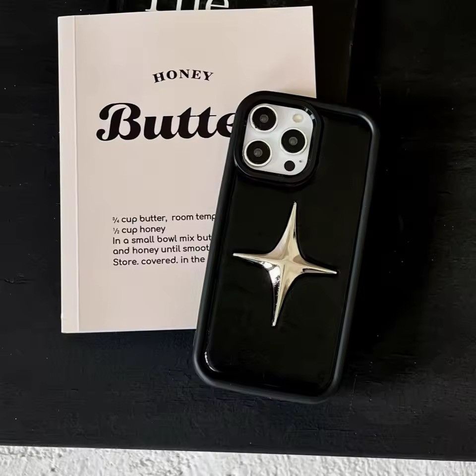 Other Punk PU Leather Metal Star Black Iphone 16 Pro Case Size ONE SIZE - 2 Thumbnail