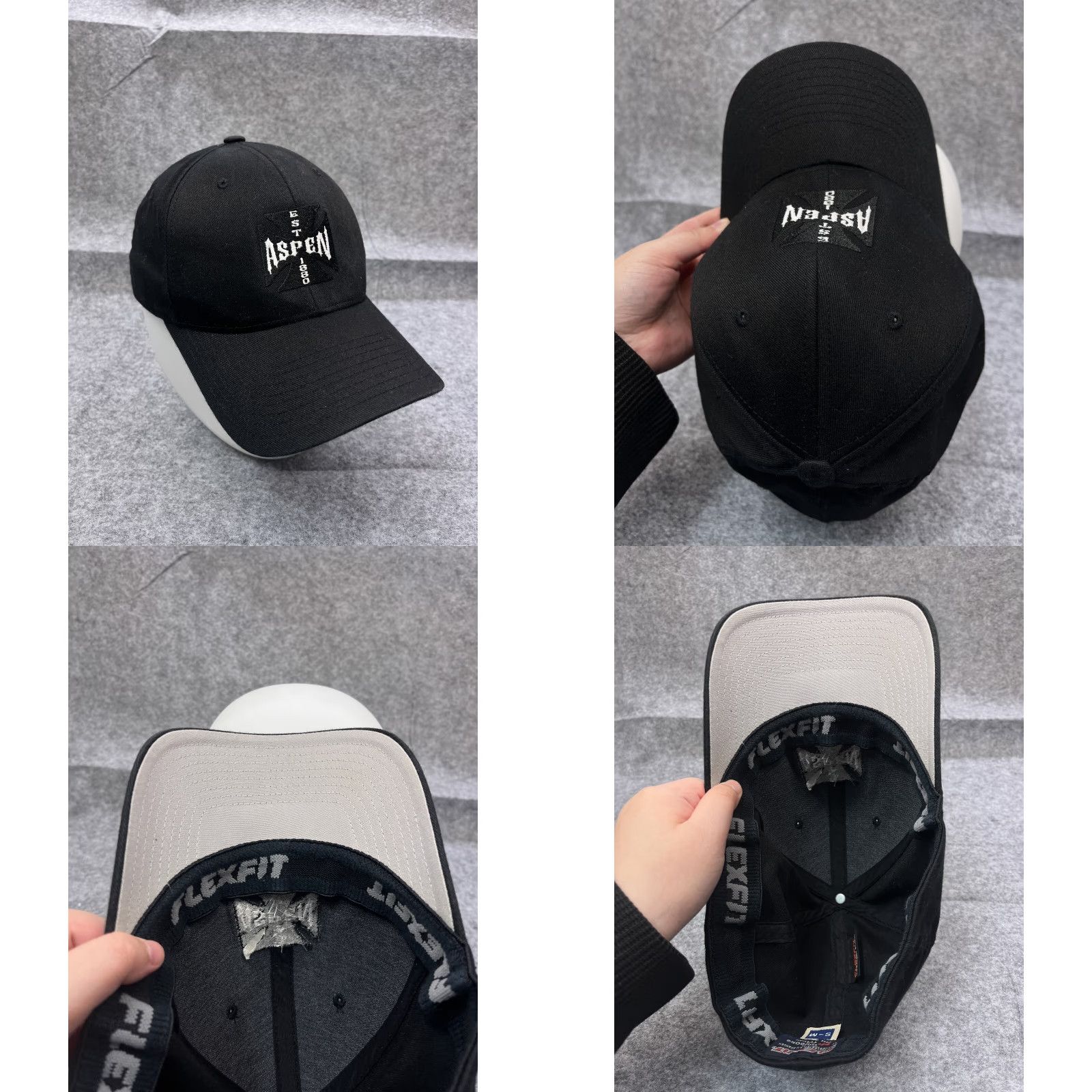 Vintage Yupoong Hat Adult One Size Black Poly Cotton Spandex Strap Back Sports Size ONE SIZE - 8 Thumbnail