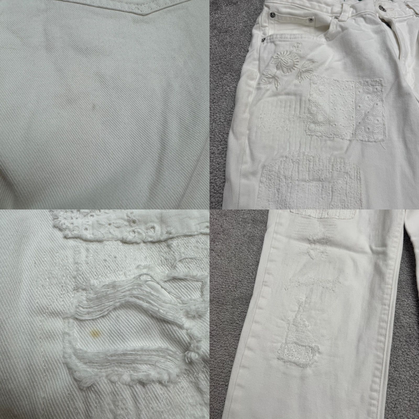 Ralph Lauren Lauren Ralph Lauren Jeans Women White Distressed Embroidered 12 Denim Straight 5-Pocket Comfort Stretch Baggy? (Need to fix) Size 34" / US 12 / IT 48 - 8 Thumbnail