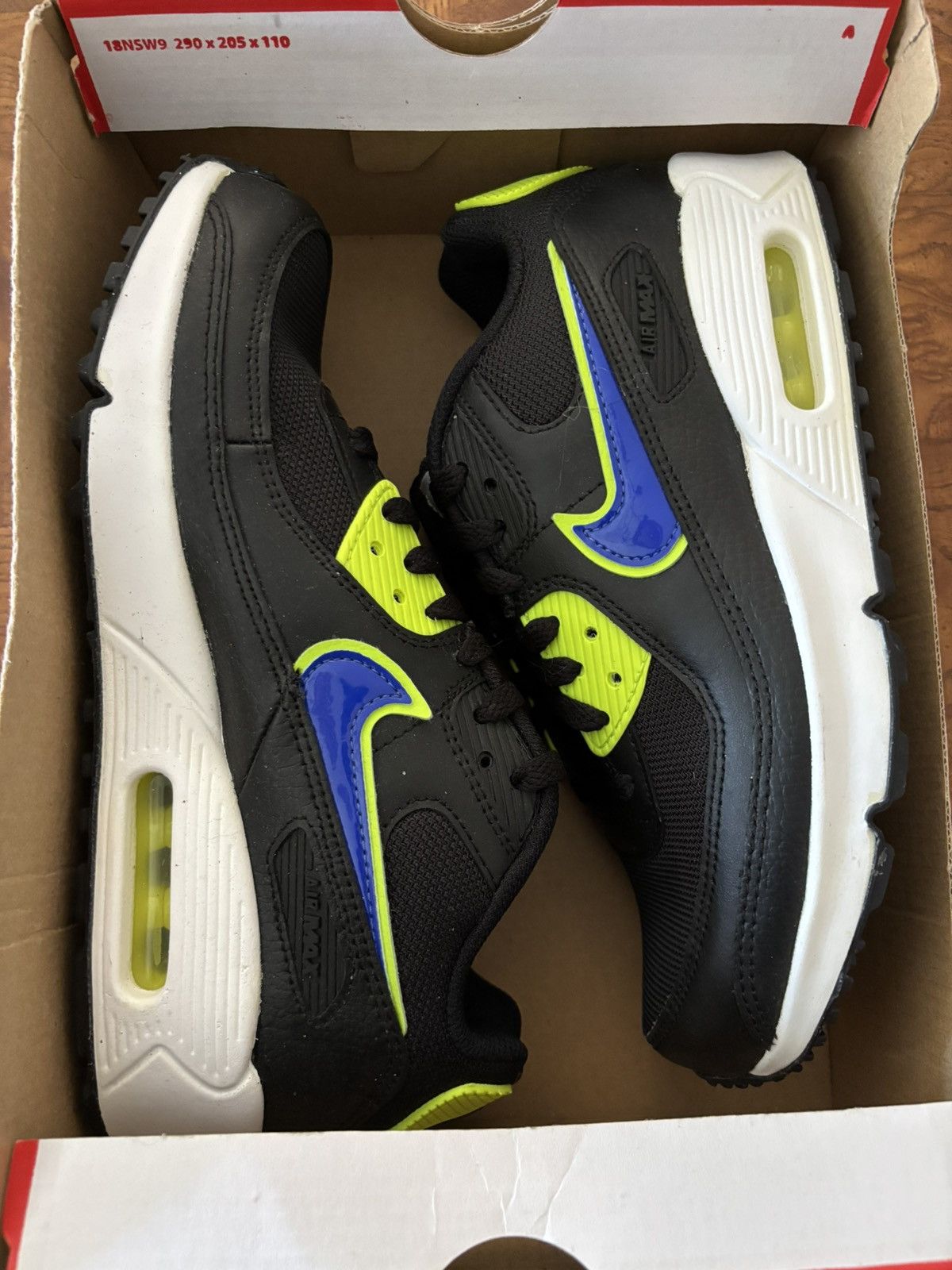 Nike Nike Air Max 90 GS 'Black Volt Racer Blue' Size US 6 / EU 39 - 9 Thumbnail