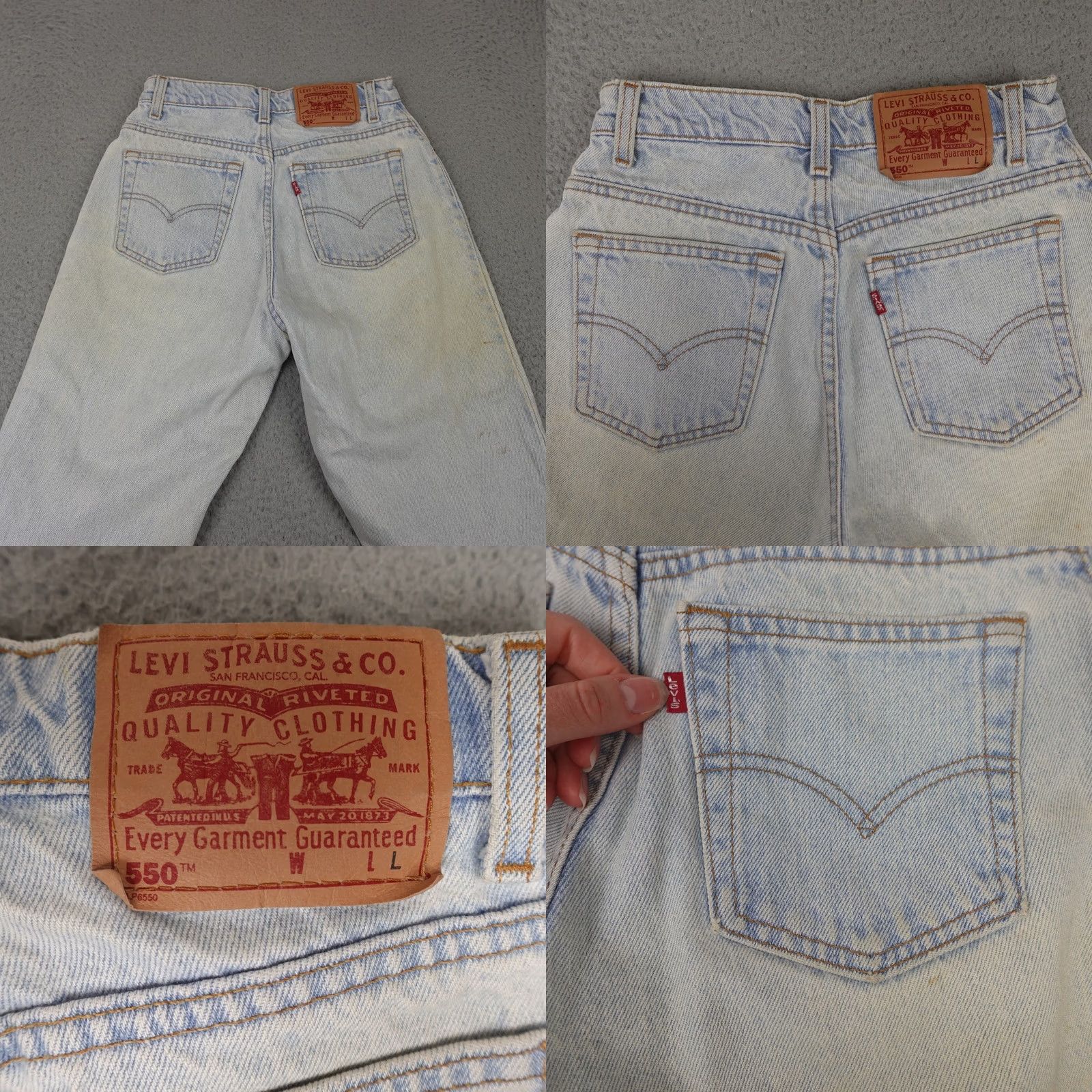 Levi's VINTAGE Levi's Jeans Womens 6 Light Wash Blue Denim Strawberry Sequin Trim Distressed 80s 90s Size 28" / US 6 / IT 42 - 9 Thumbnail