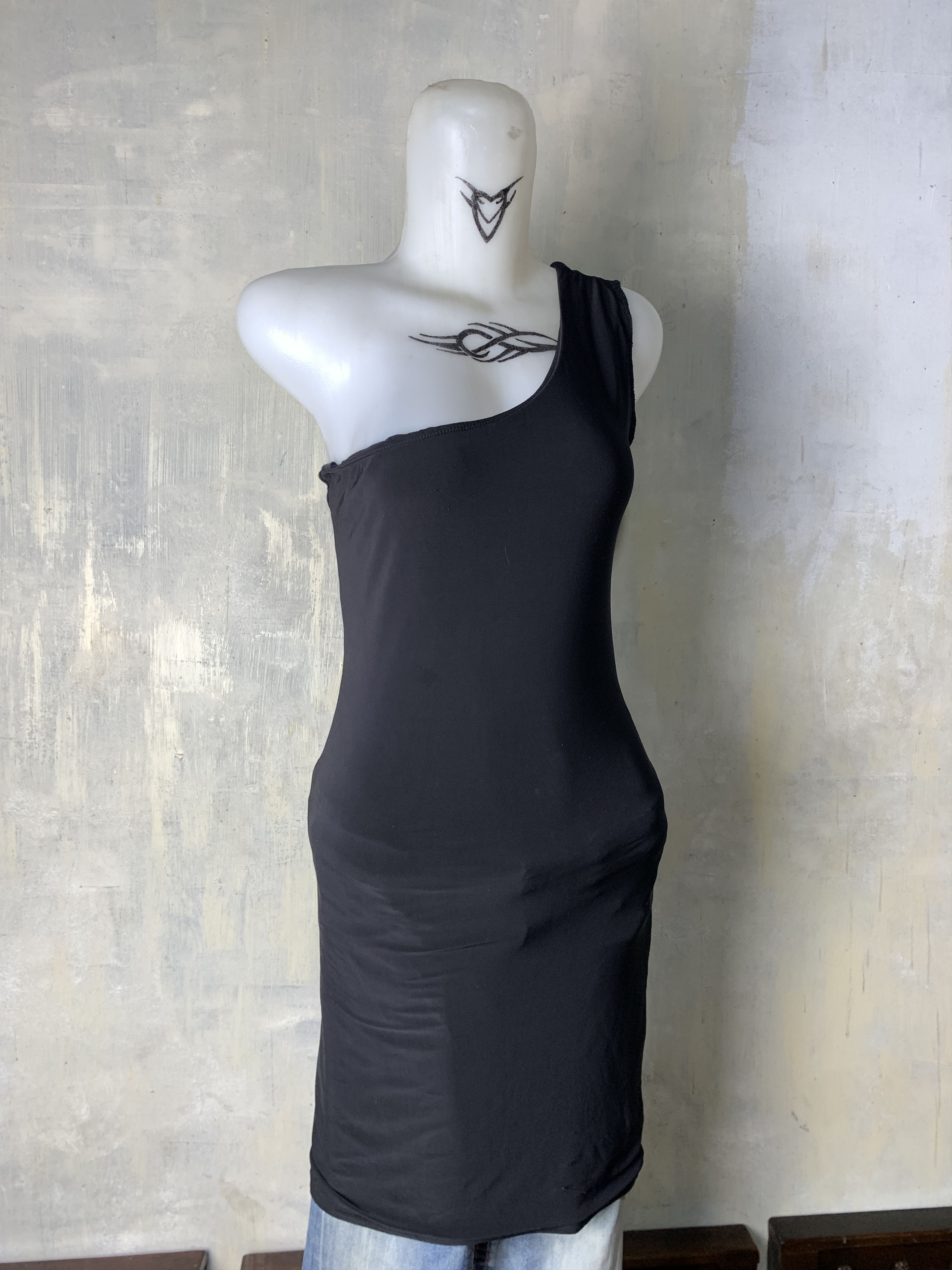 Japanese Brand Little USA Black One-shoulder Strappy Dress (S) Size S / US 4 / IT 40 - 3 Thumbnail