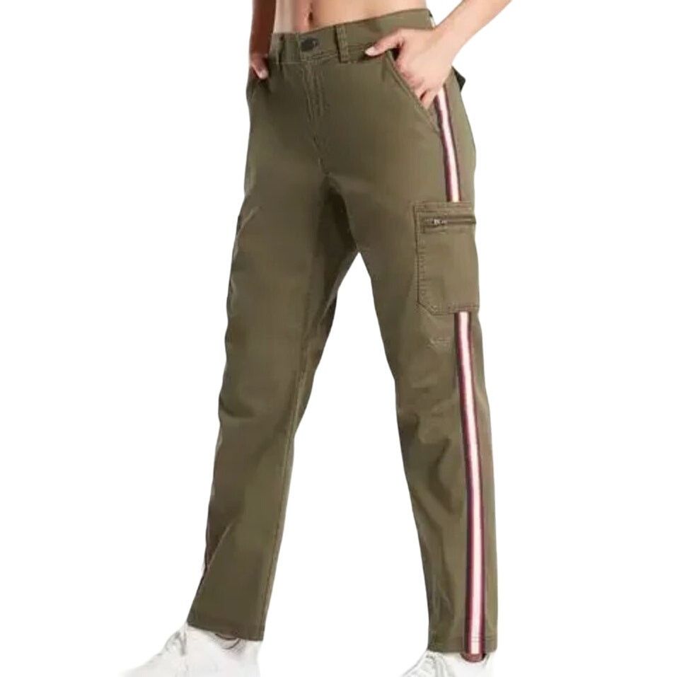 Athleta Summit Cargo Pants Side Striped Pockets Green 4