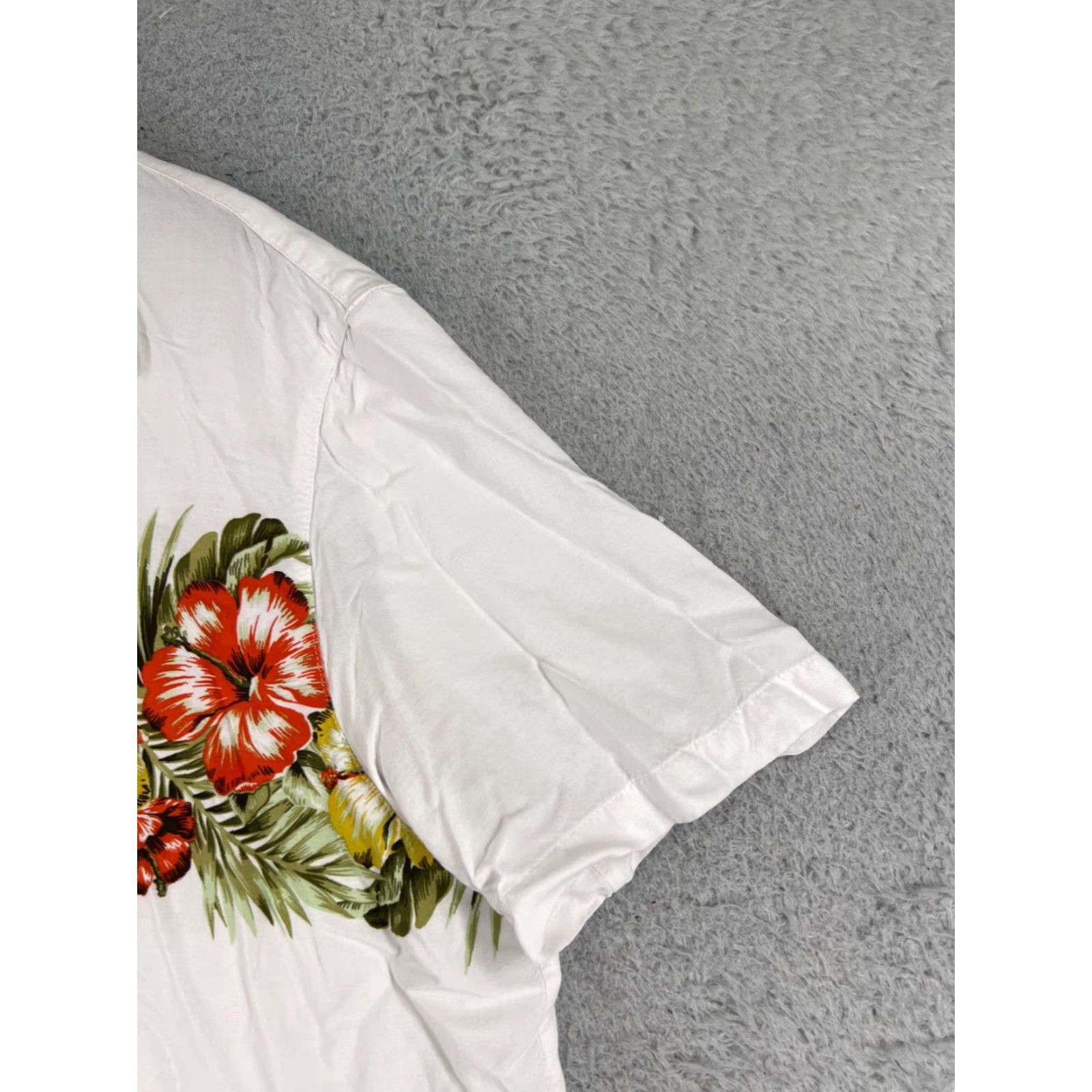 George George Shirt Adult Large White Floral Palm Island Print Button Up Hawaiian Rayon Size US L / EU 52-54 / 3 - 2 Thumbnail