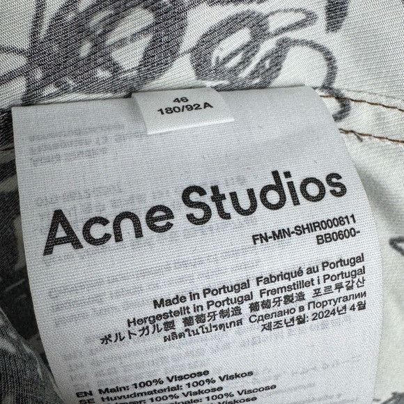 Acne Studios Acne Studios Sowen Chaos Print Short Sleeve Shirt Black Whit Size US S / EU 44-46 / 1 - 4 Thumbnail