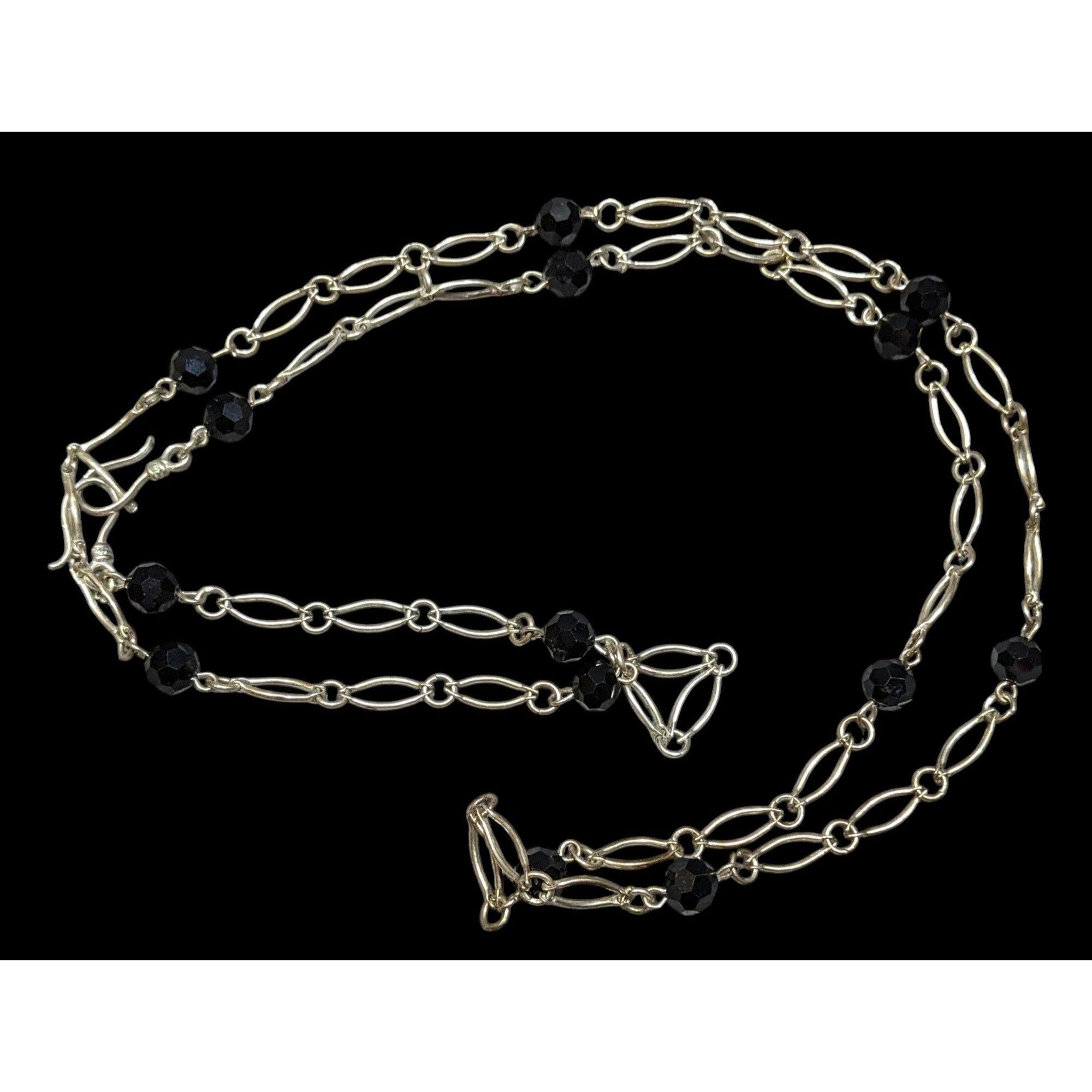 Other Unique Oval Chain Link Necklace With Black Glass Stations Size ONE SIZE - 1 Thumbnail