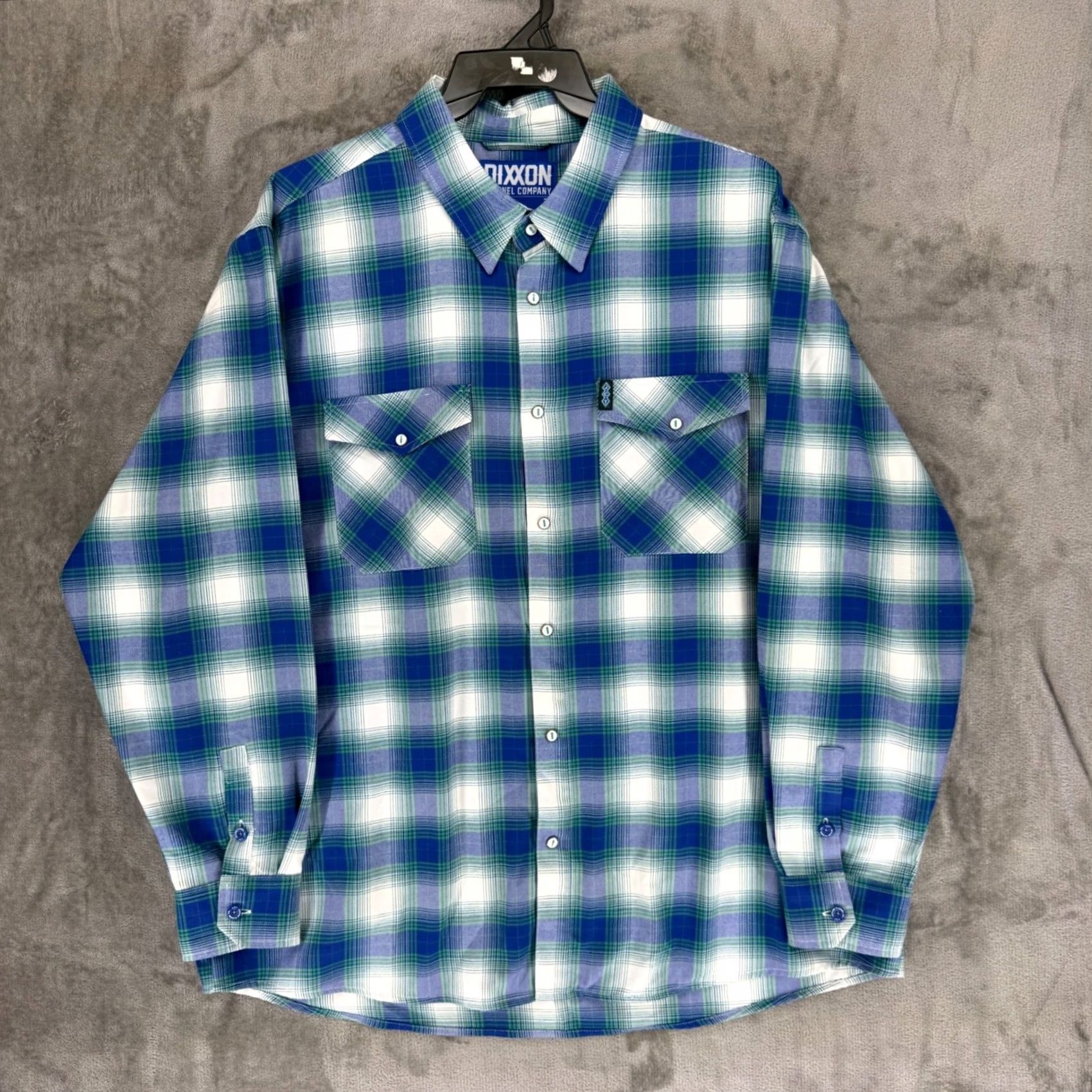 Vintage Dixxon Flannel Company Shirt Plaid JCT Blue/Green/White 3X Mens Big & Tall Button-Up Pockets Wrinkle Resistant D-Tech Size US XXL / EU 58 / 5 - 2 Thumbnail