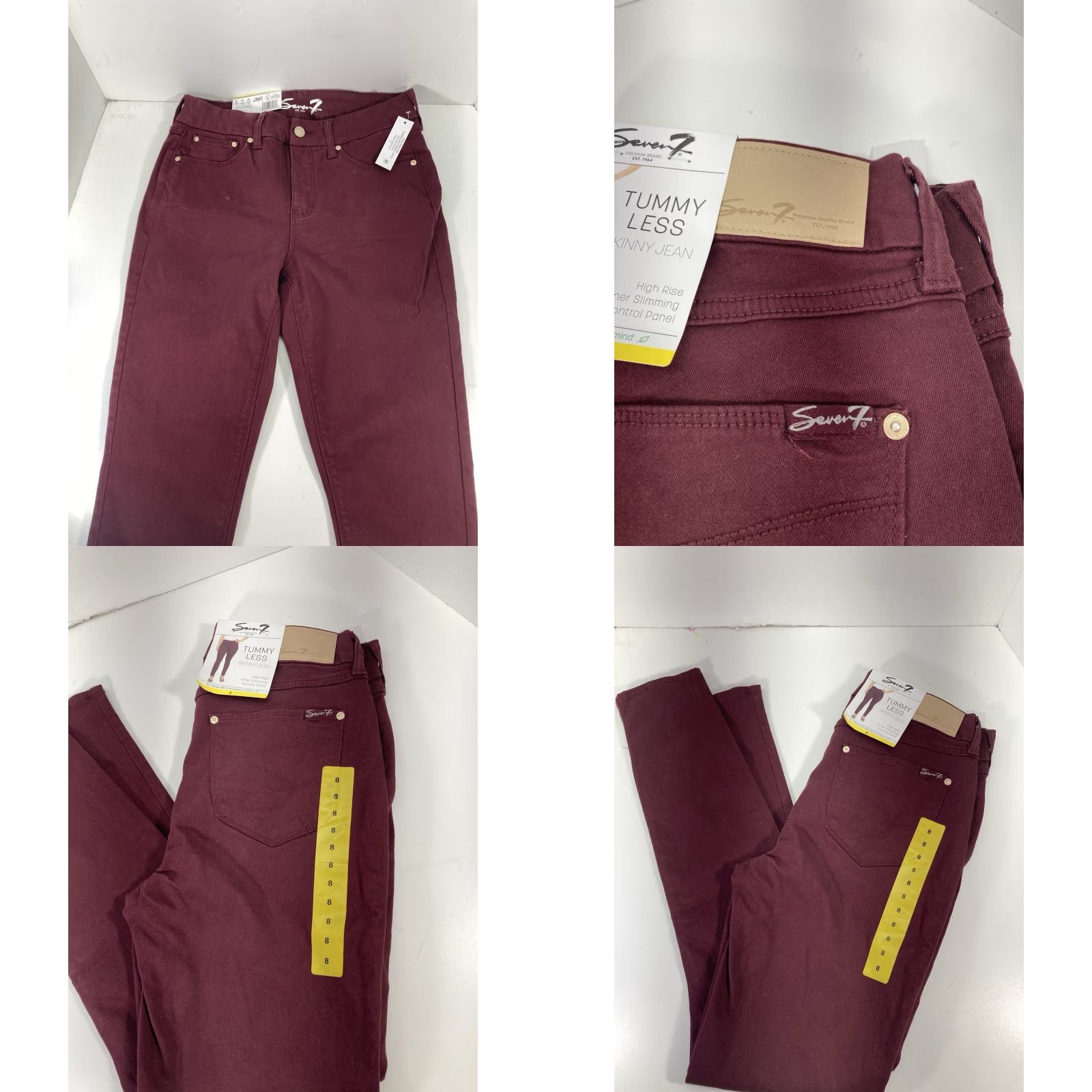 Vintage Seven7 Jeans Women 8 Skinny High Rise Stretch Denim 30x31 Red NWT Tummy Less Size 30" / US 8 / IT 44 - 9 Thumbnail