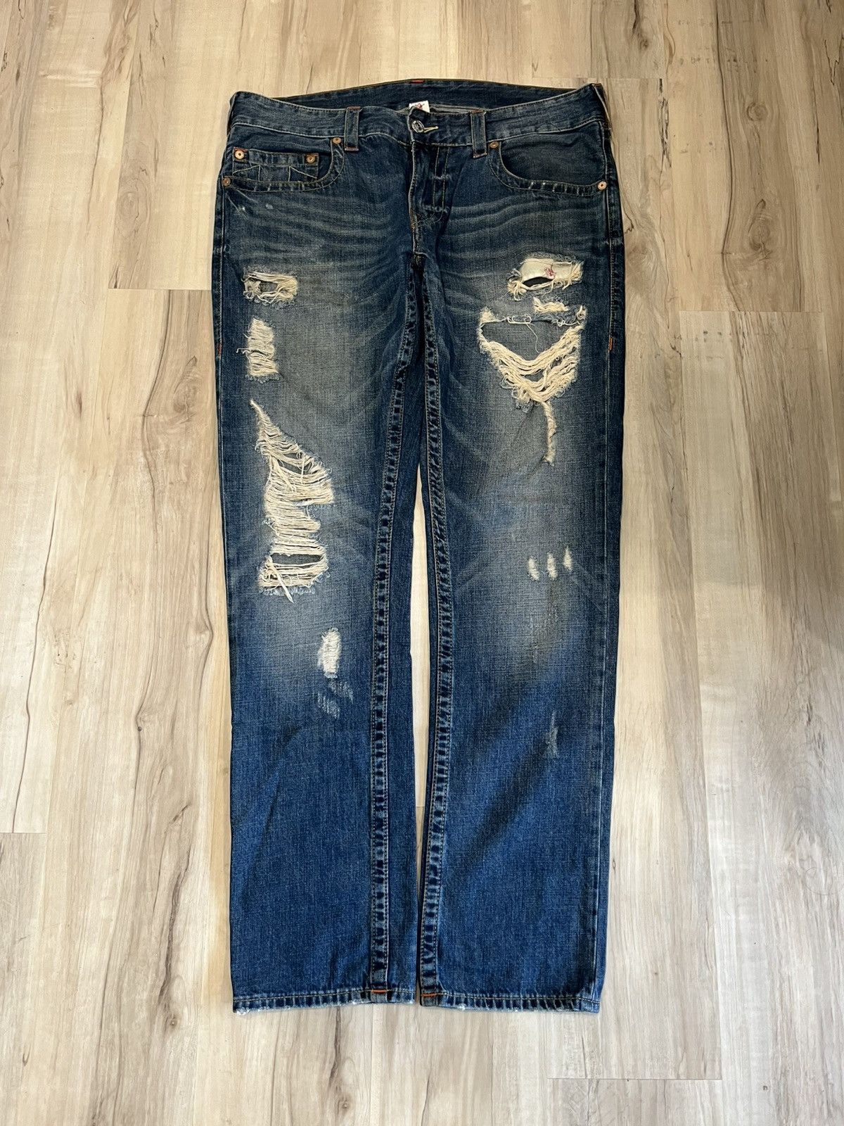 True Religion × Vintage Y2K true religion distressed jeans Size US 38 / EU 54 - 1 Thumbnail